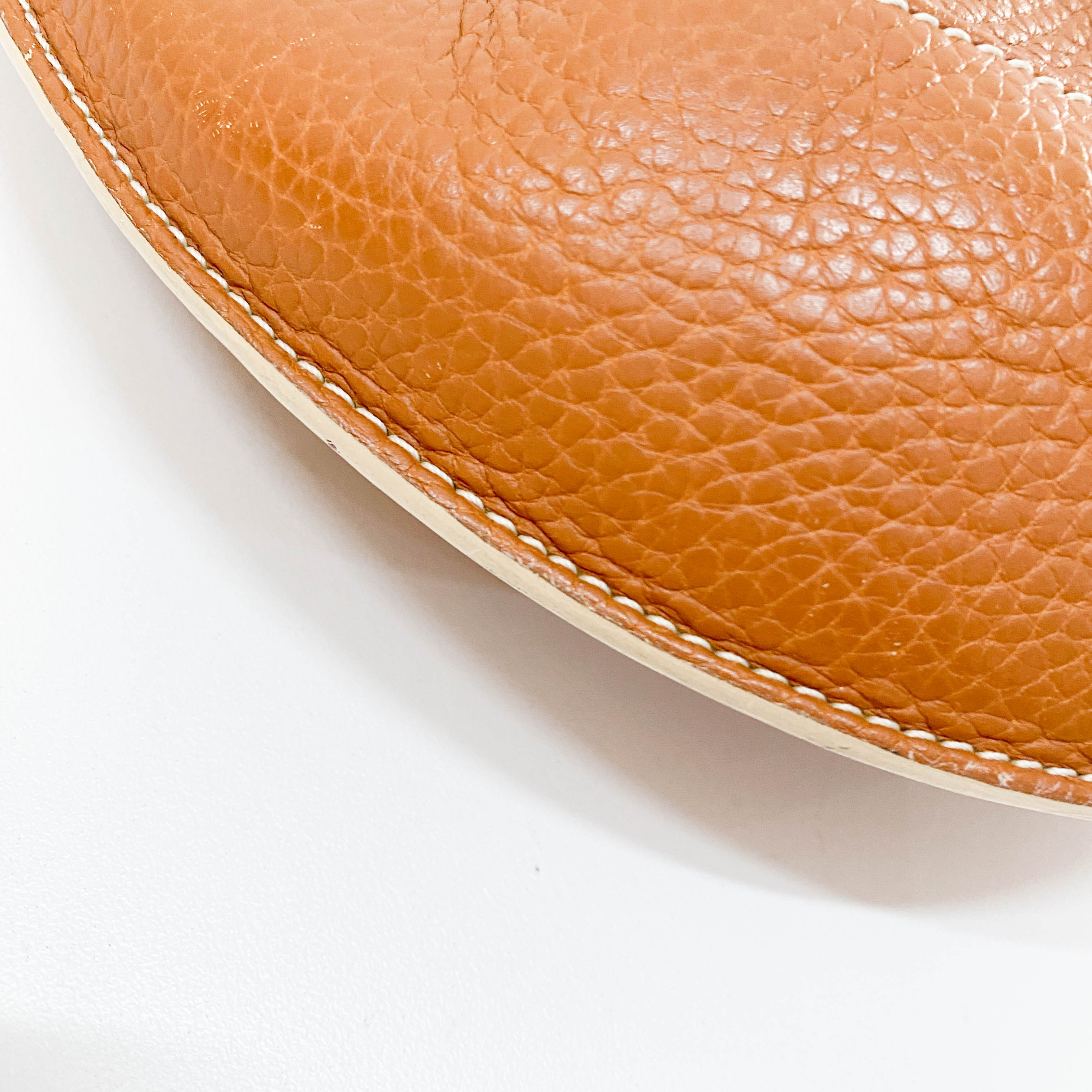 Brown Grain Calfskin Shoulder Bag