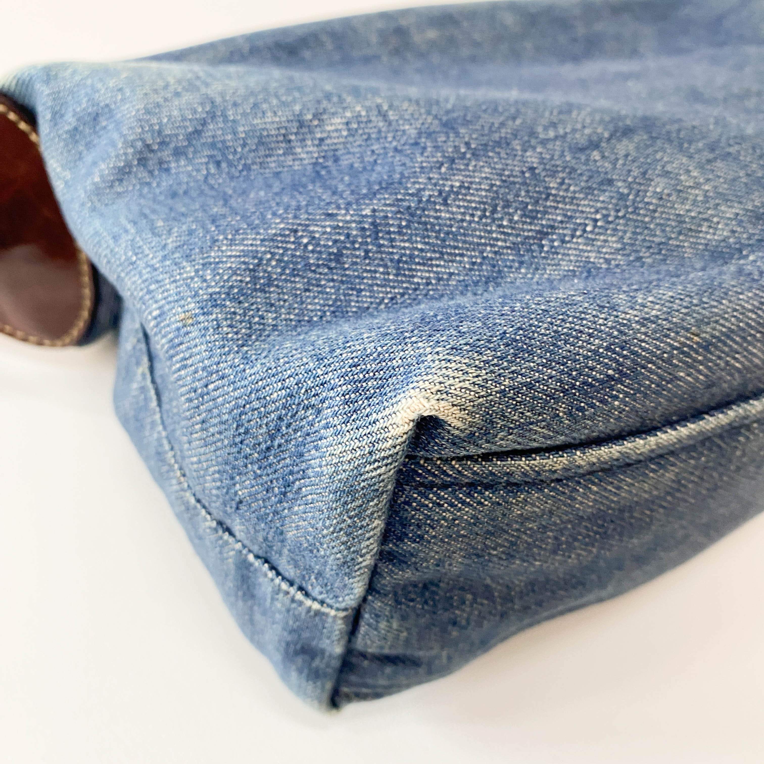 Denim/Leather Pouch Handbag