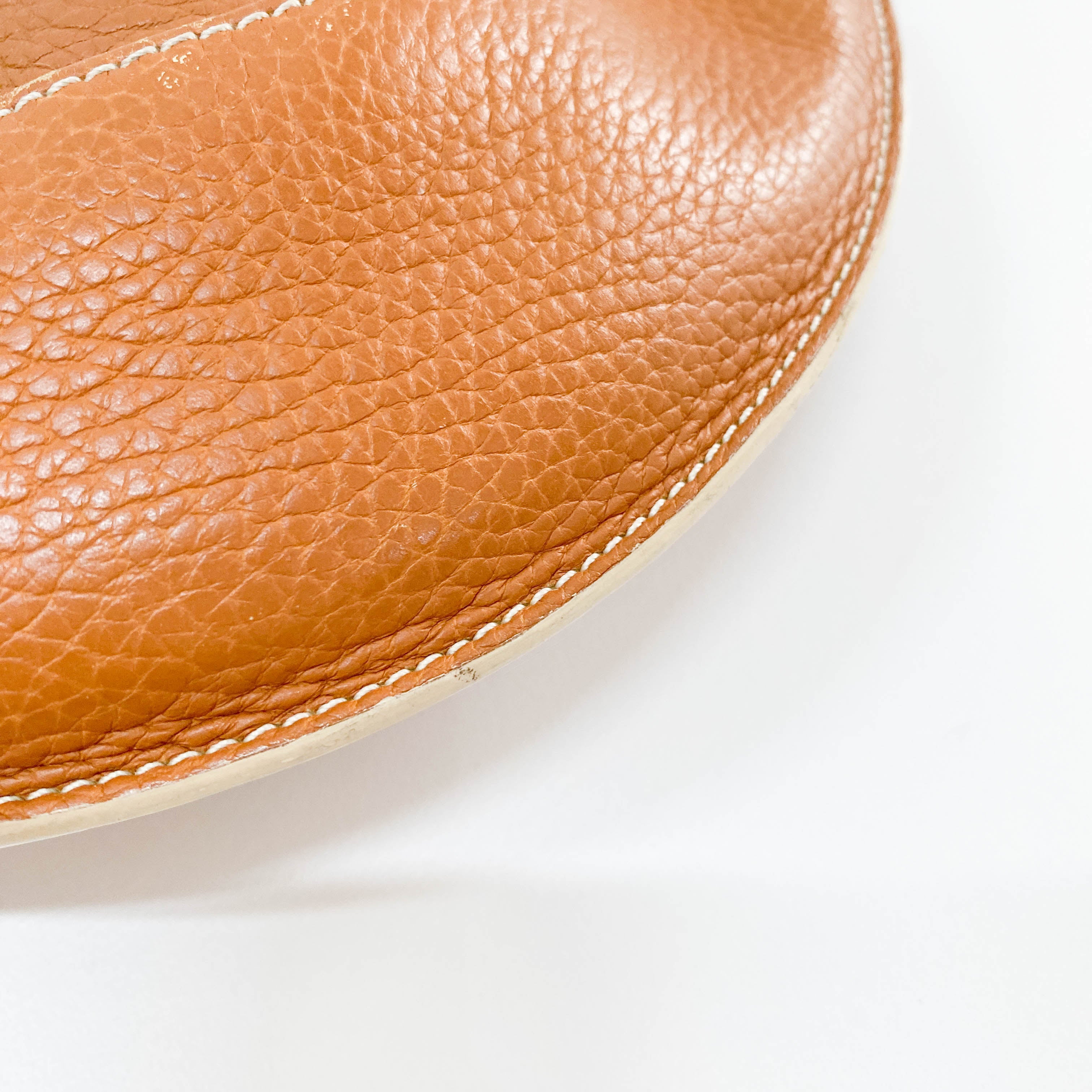 Brown Grain Calfskin Shoulder Bag