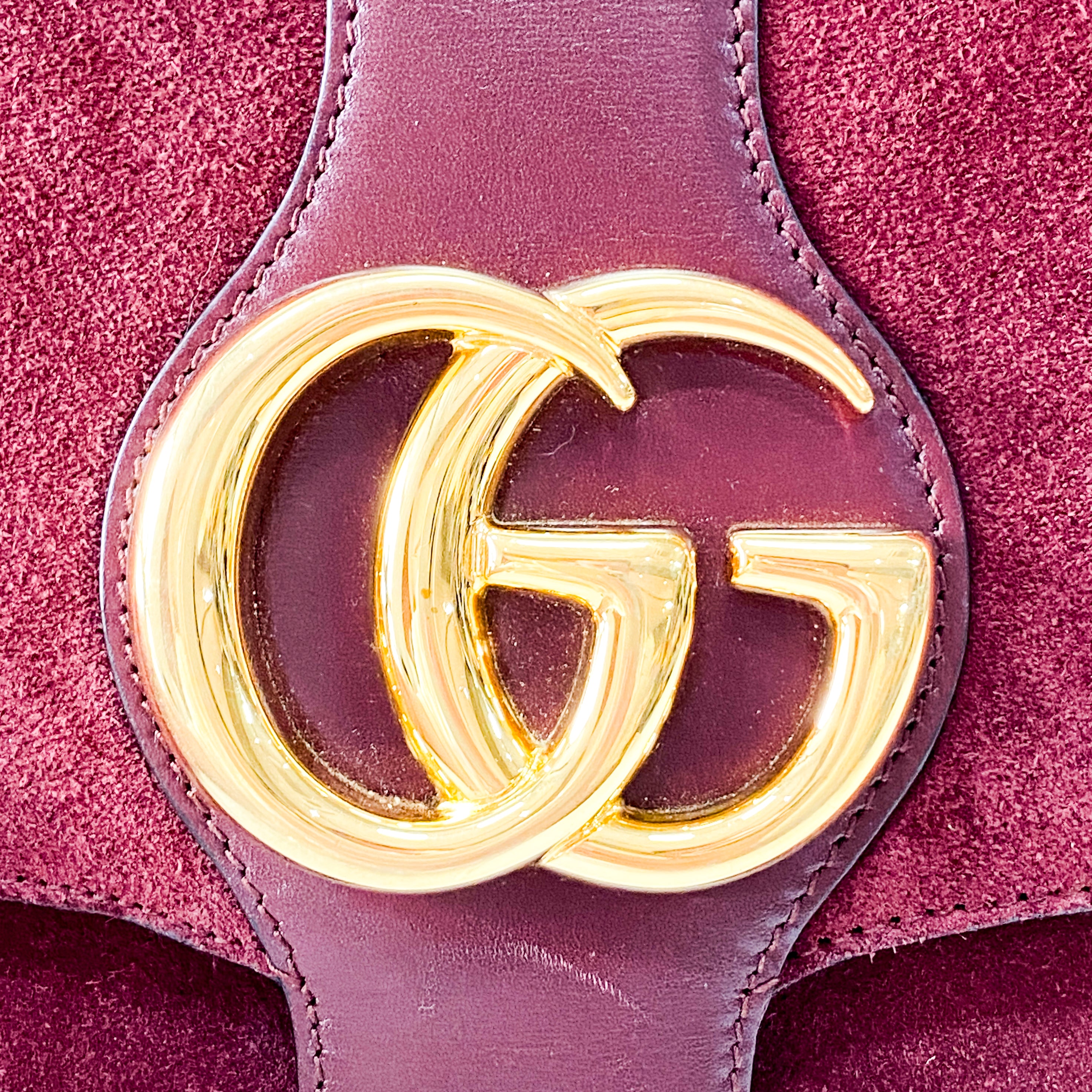 GG Buckle Red Suede Bag