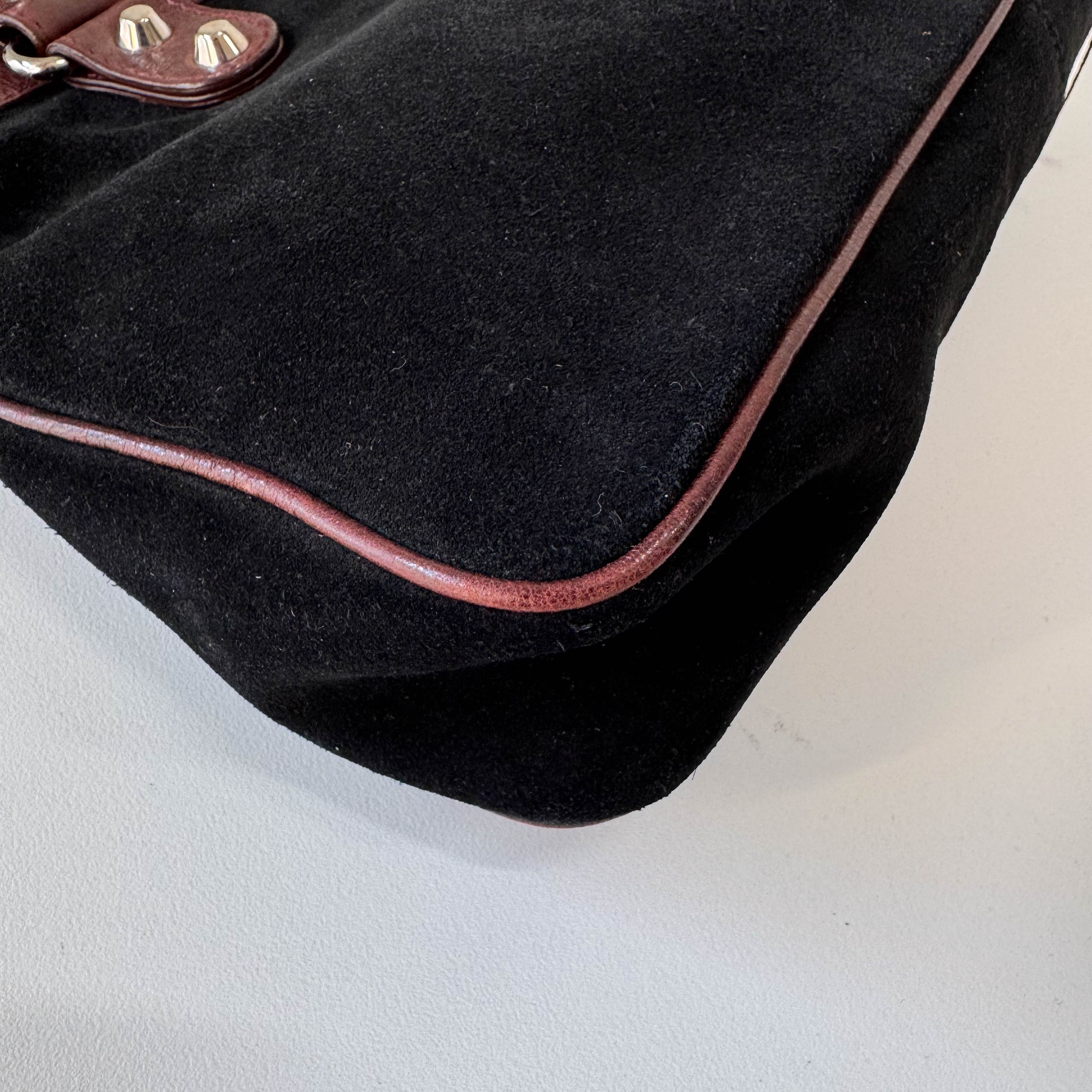 The City Black Suede & Brown Leather Two Way Bag