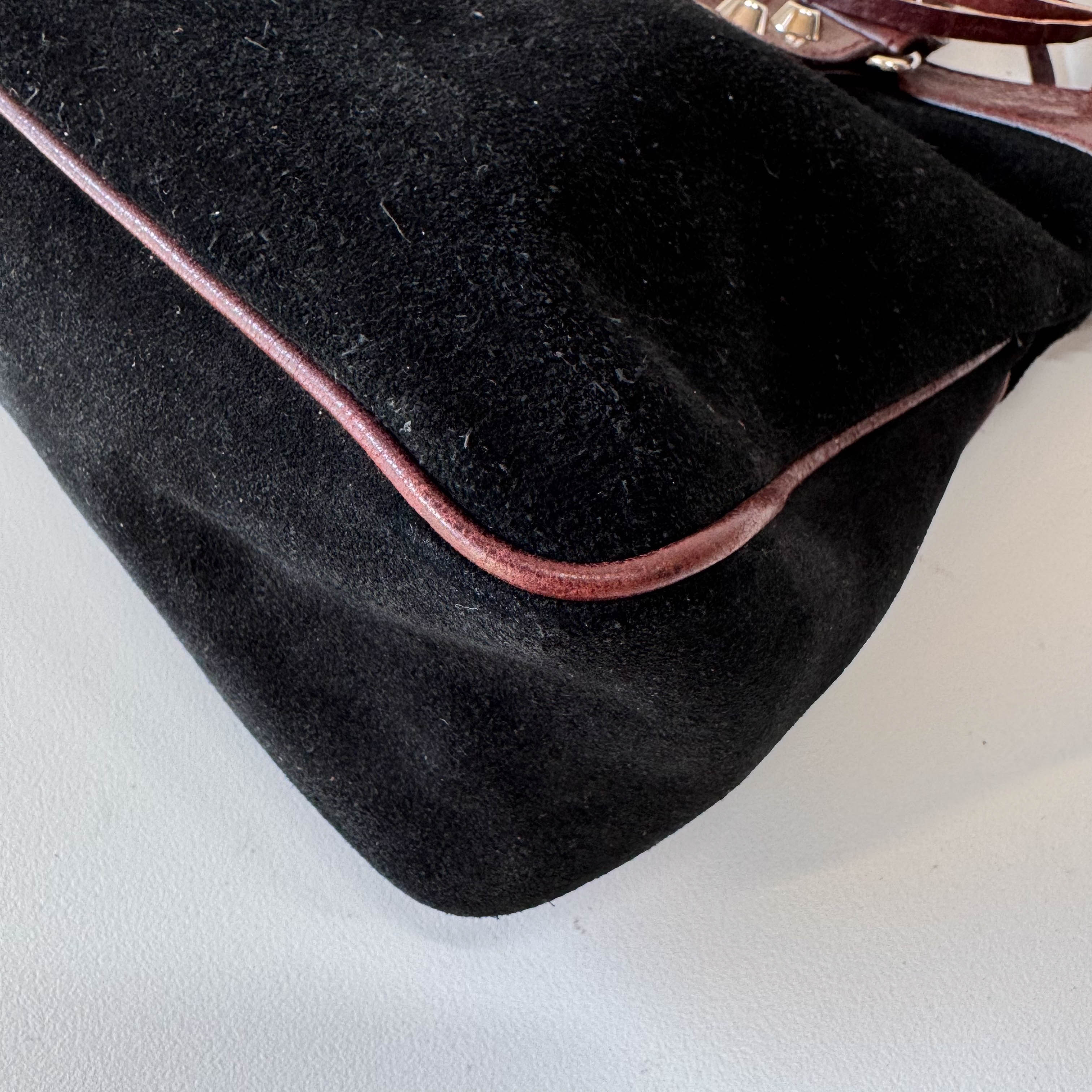 The City Black Suede & Brown Leather Two Way Bag
