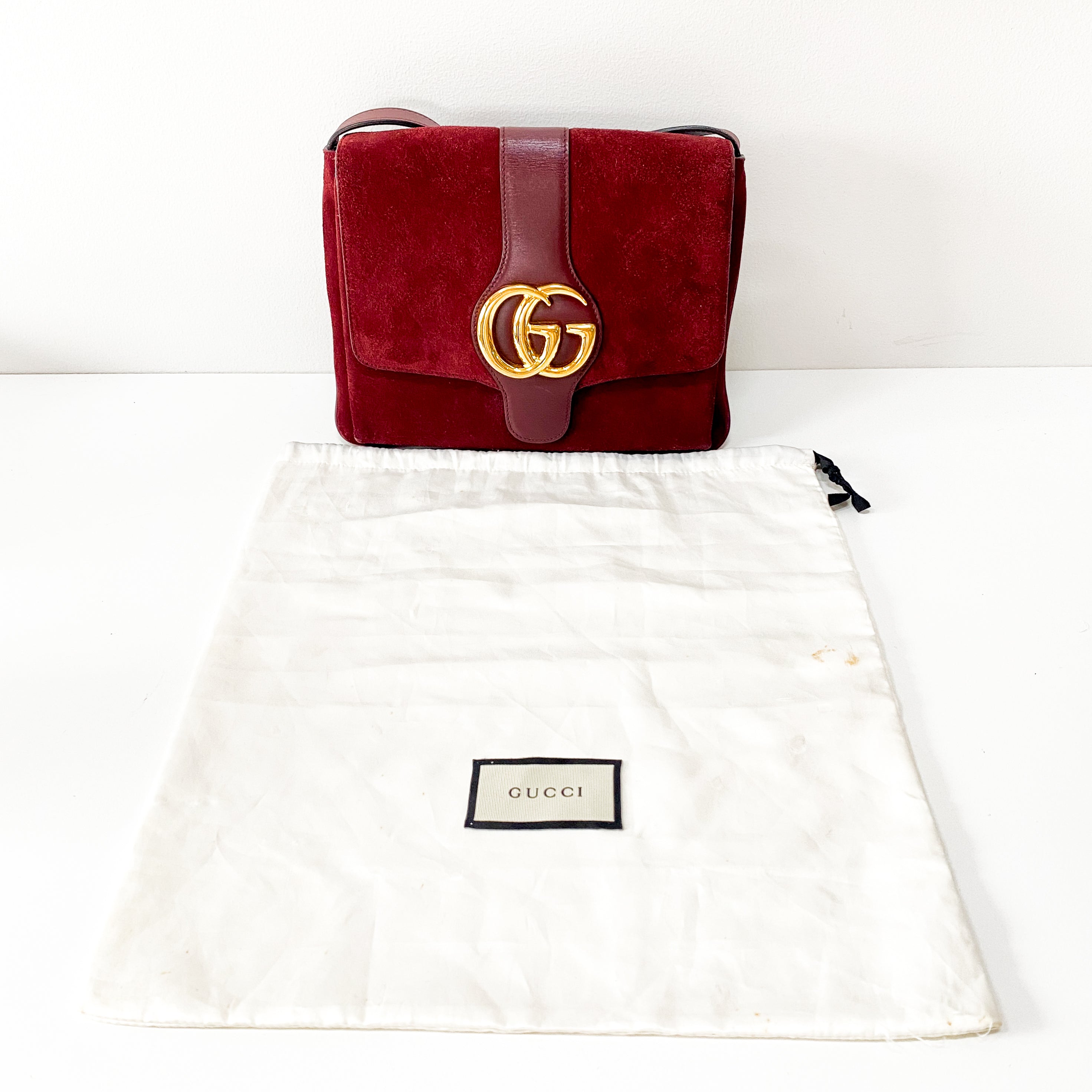 GG Buckle Red Suede Bag