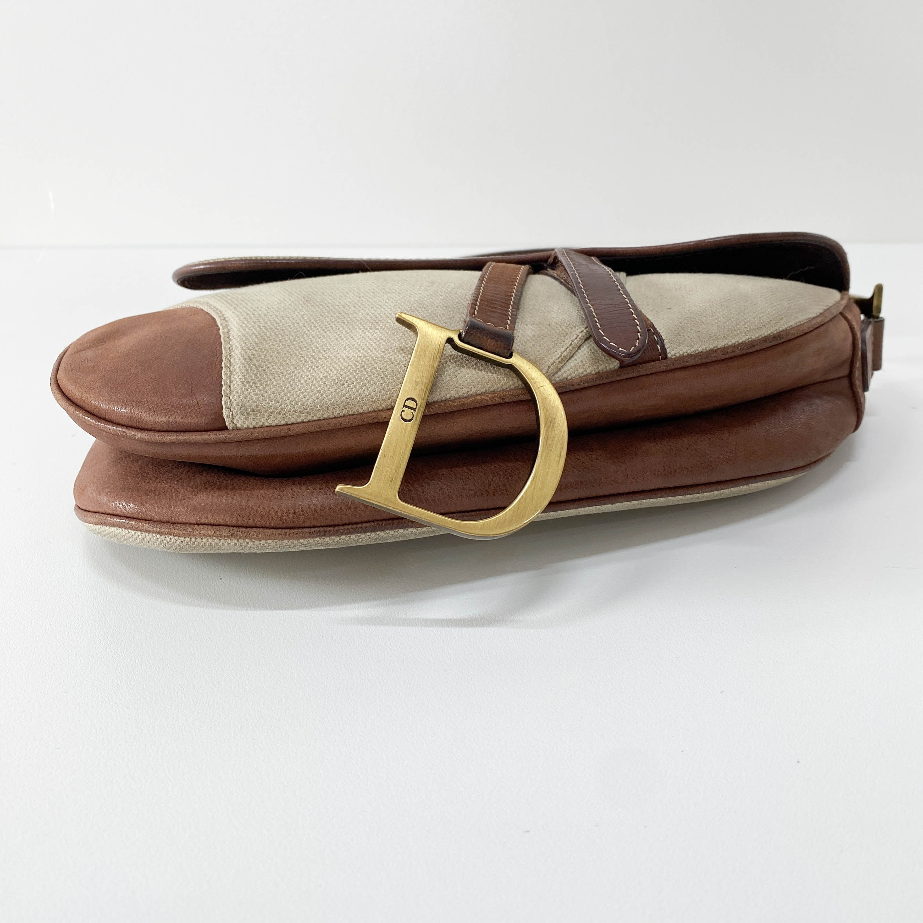 Saddle Bag Brown Leather and Canvas