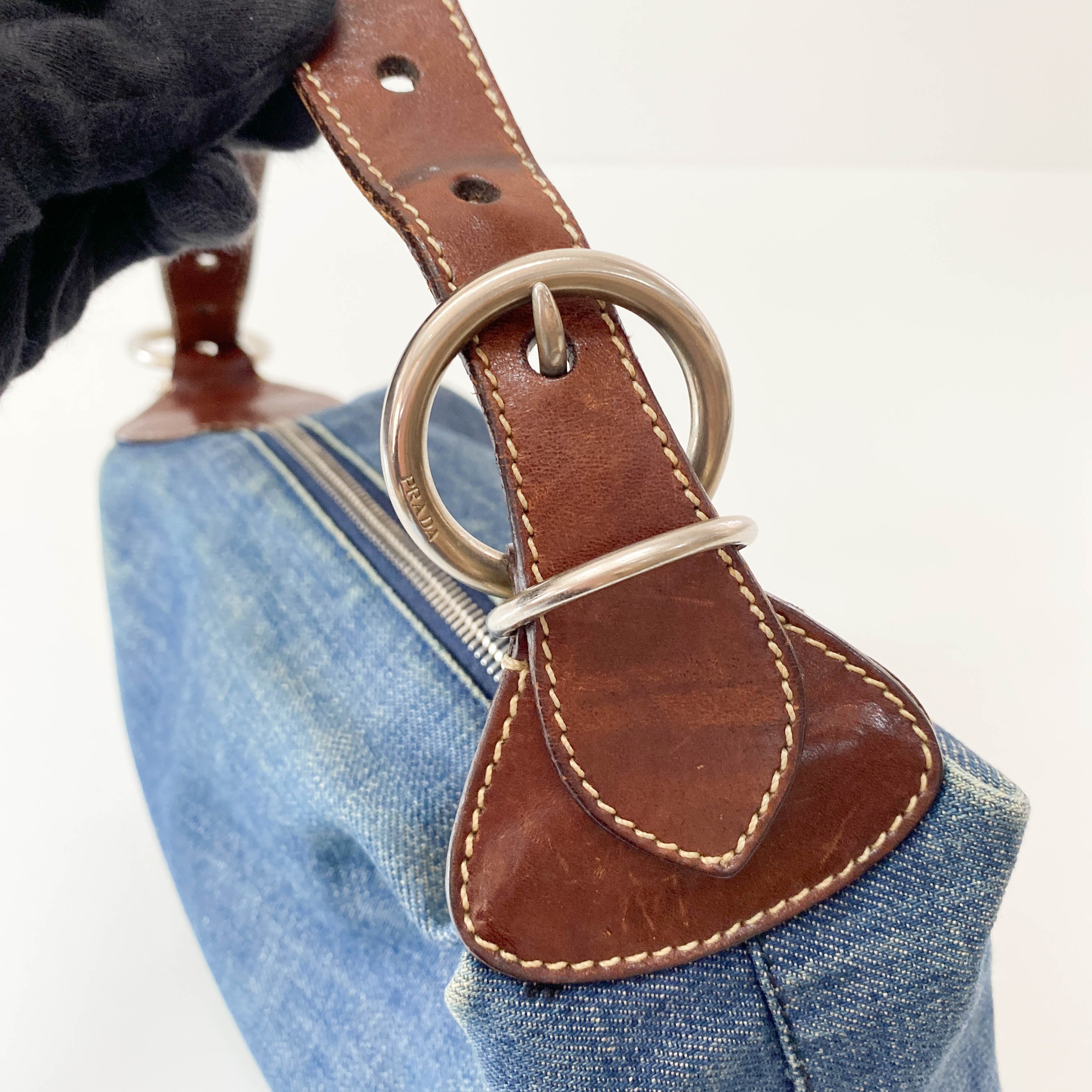 Denim/Leather Pouch Handbag