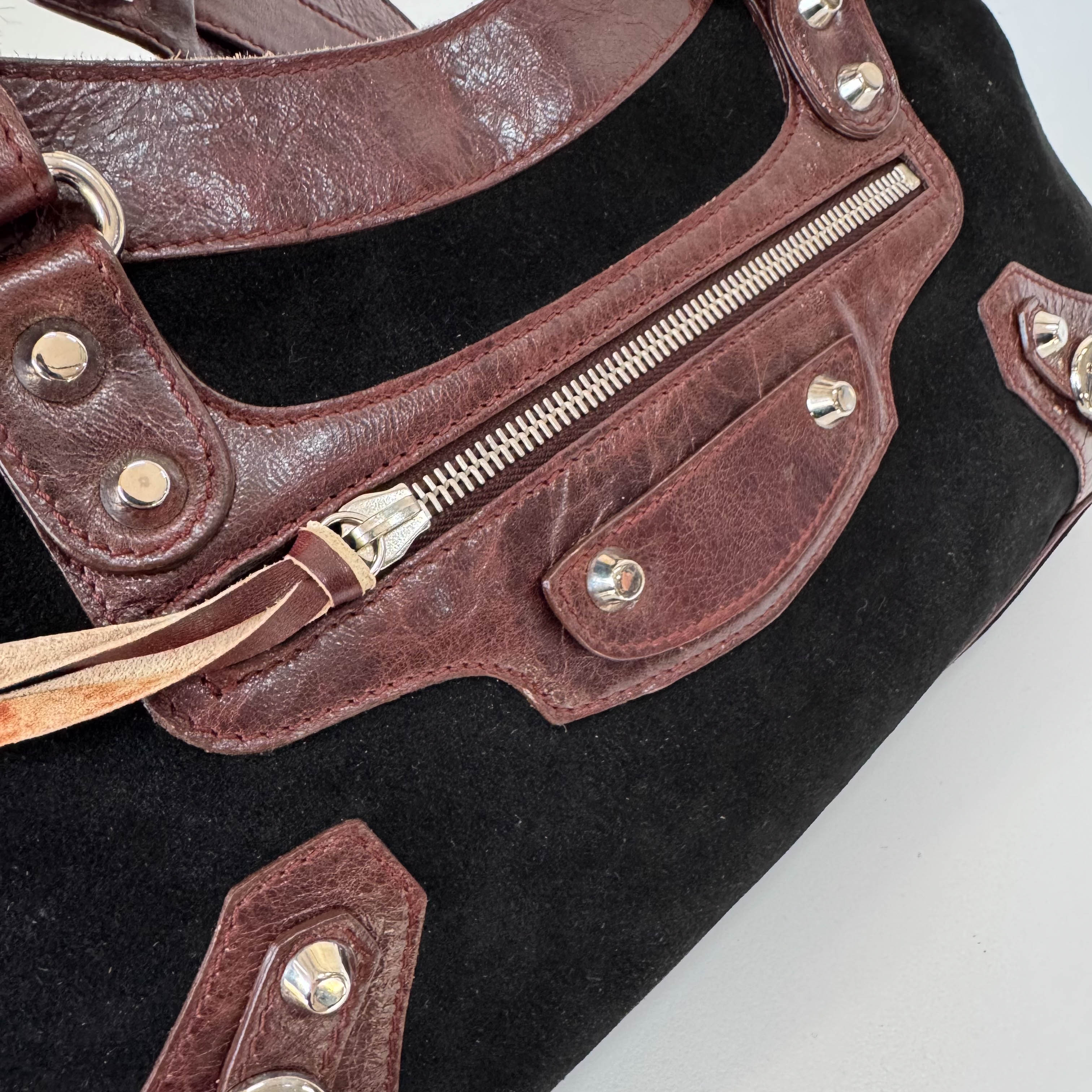 The City Black Suede & Brown Leather Two Way Bag