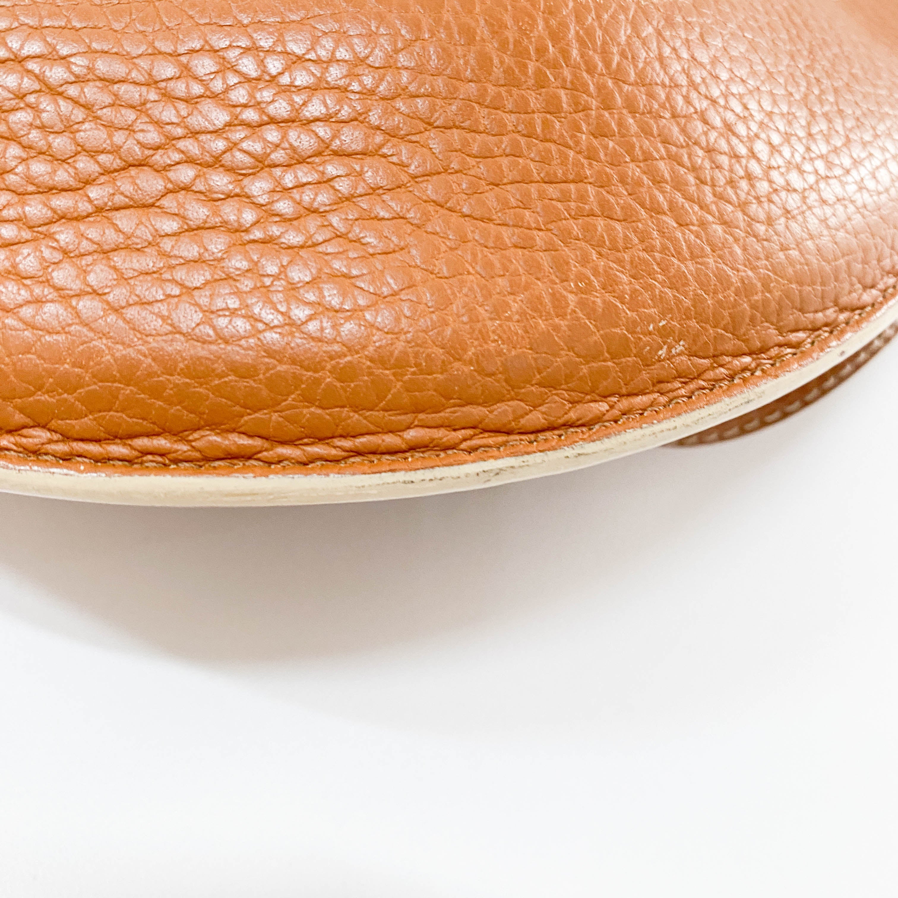 Brown Grain Calfskin Shoulder Bag