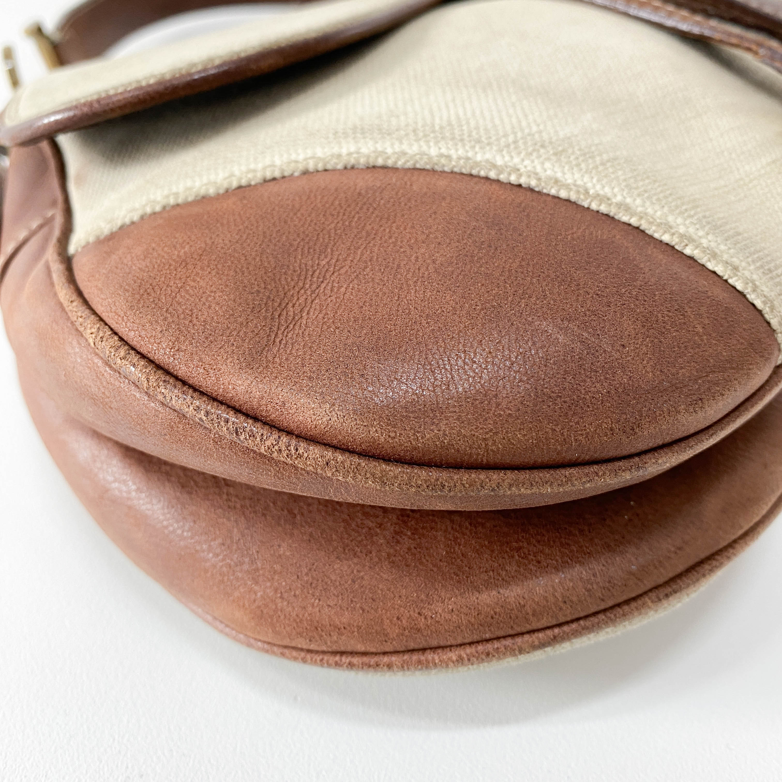 Saddle Bag Brown Leather and Canvas
