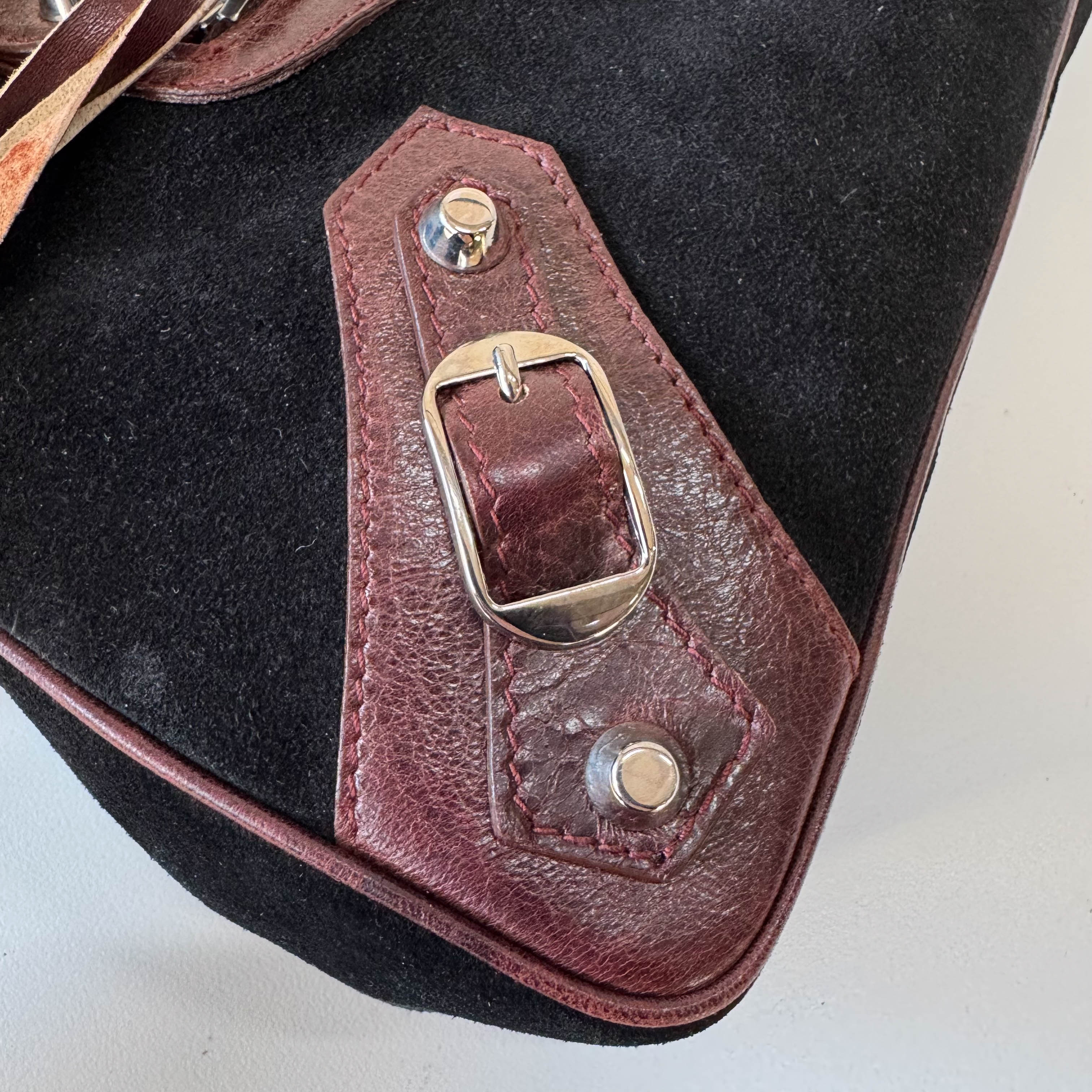 The City Black Suede & Brown Leather Two Way Bag