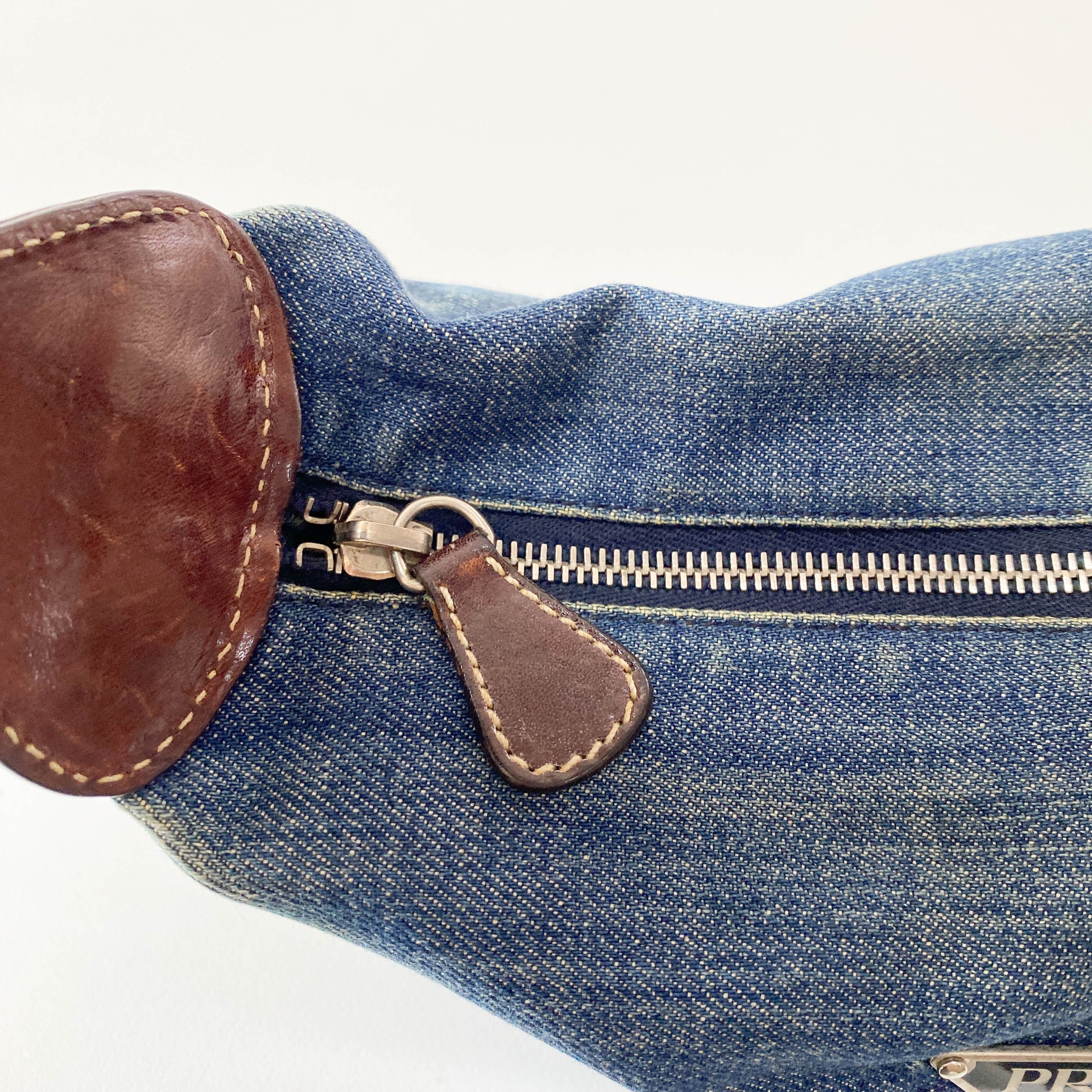 Denim/Leather Pouch Handbag