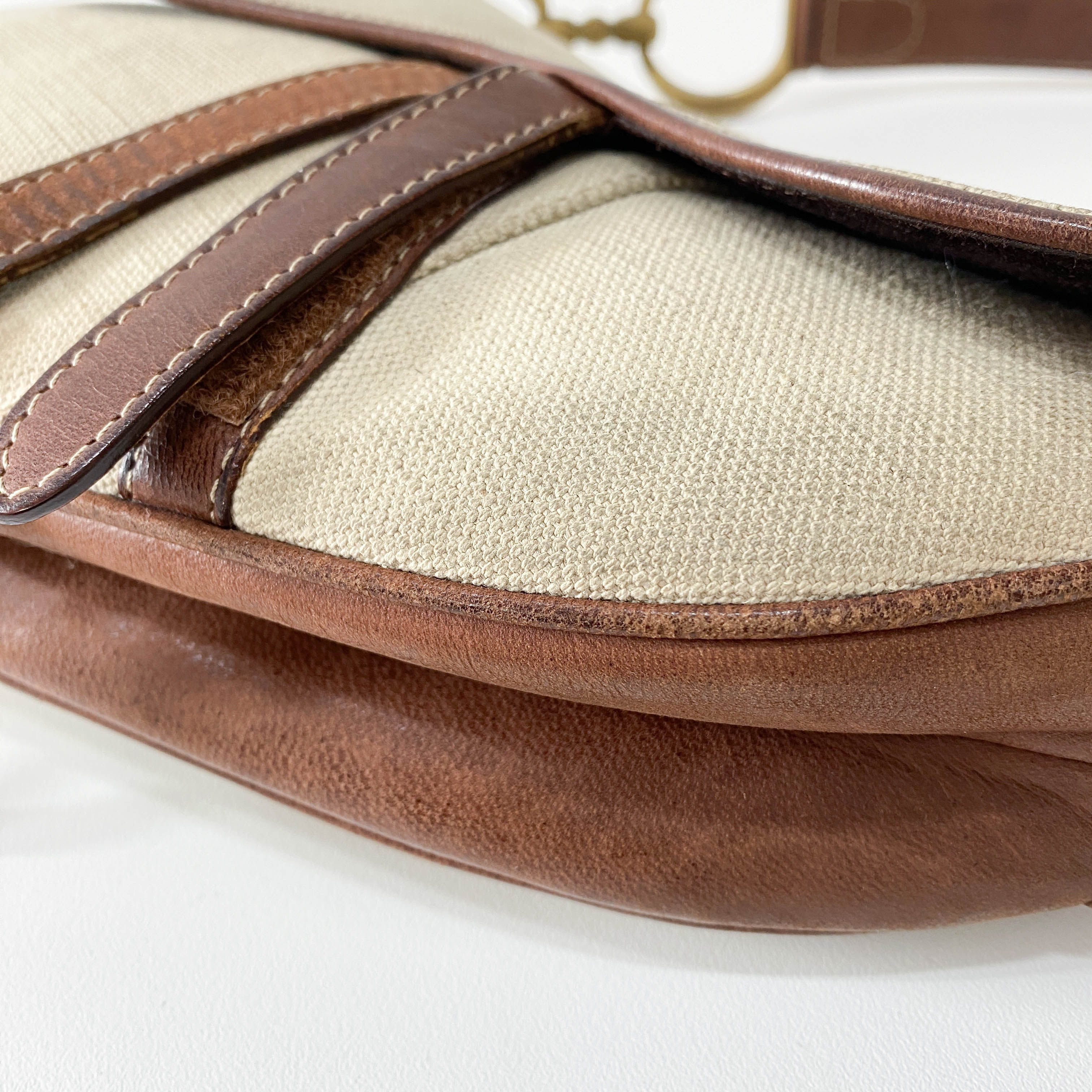 Saddle Bag Brown Leather and Canvas