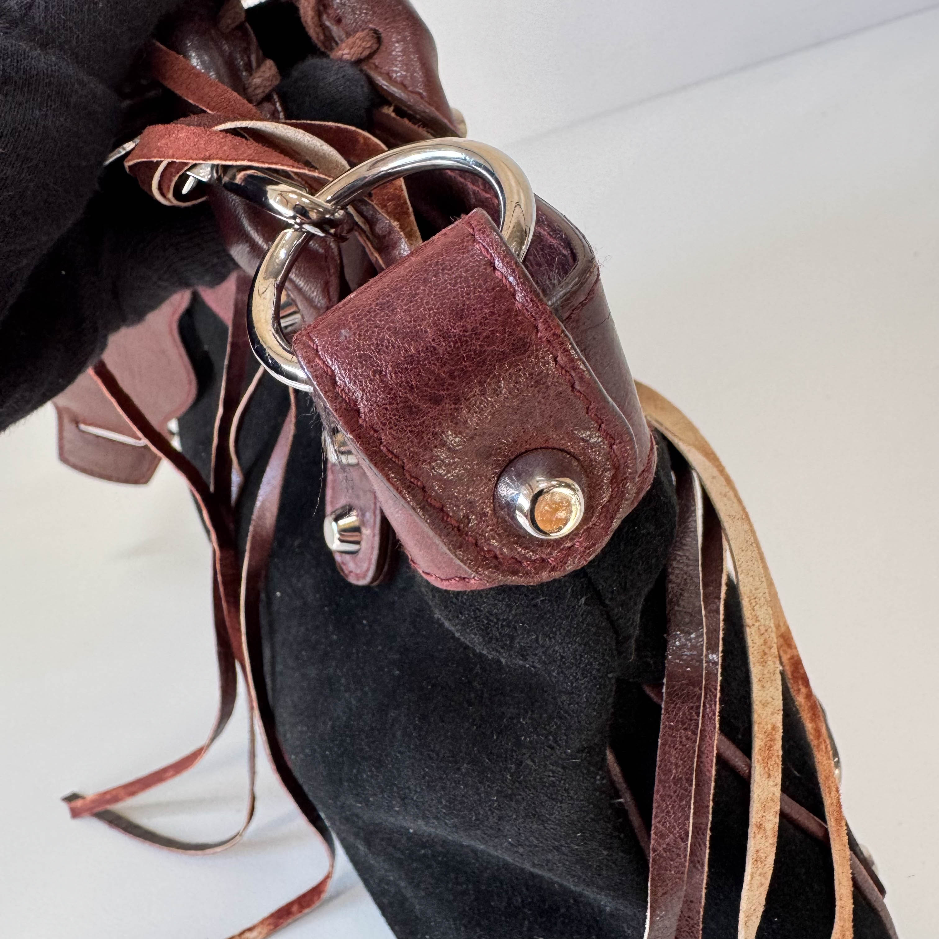 The City Black Suede & Brown Leather Two Way Bag