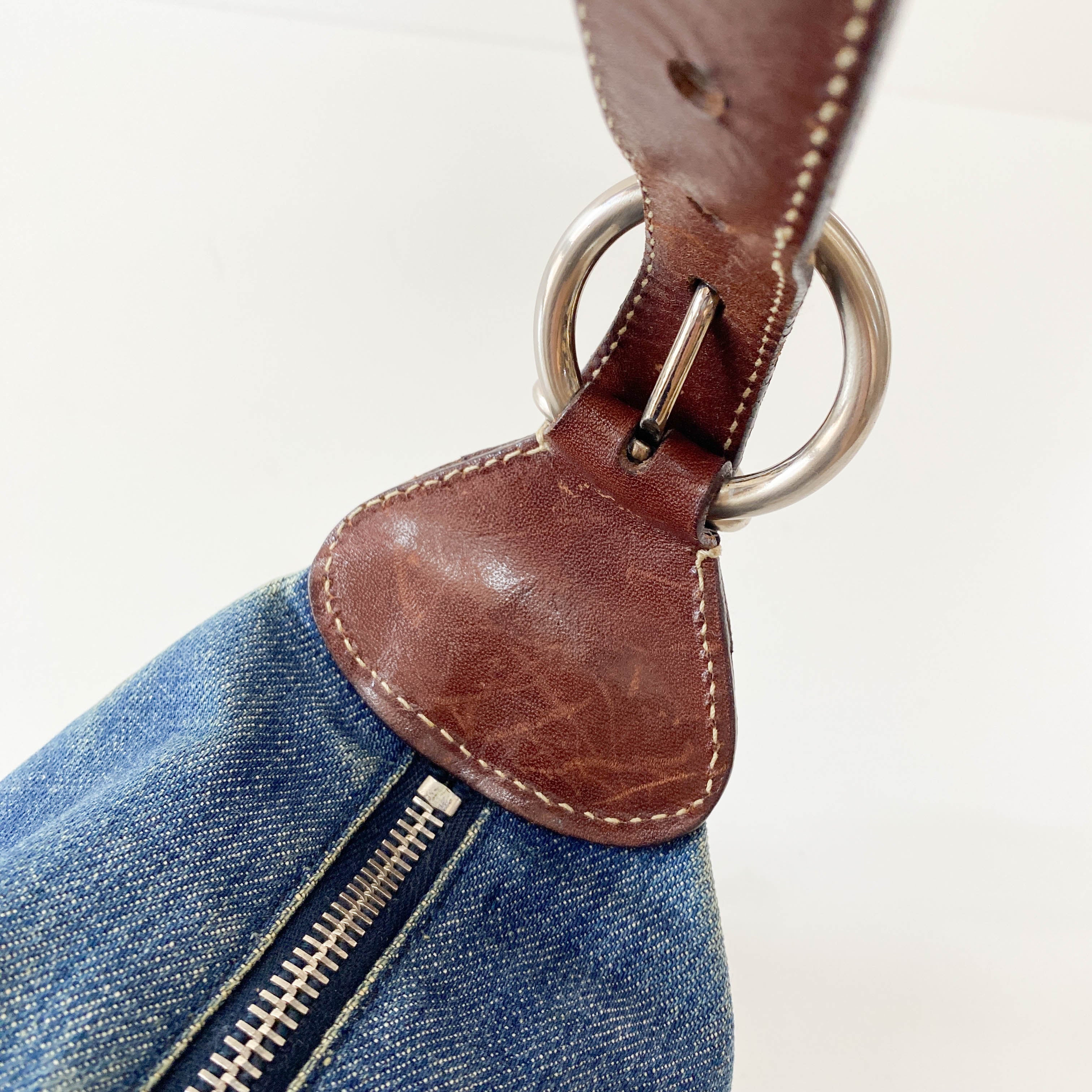 Denim/Leather Pouch Handbag