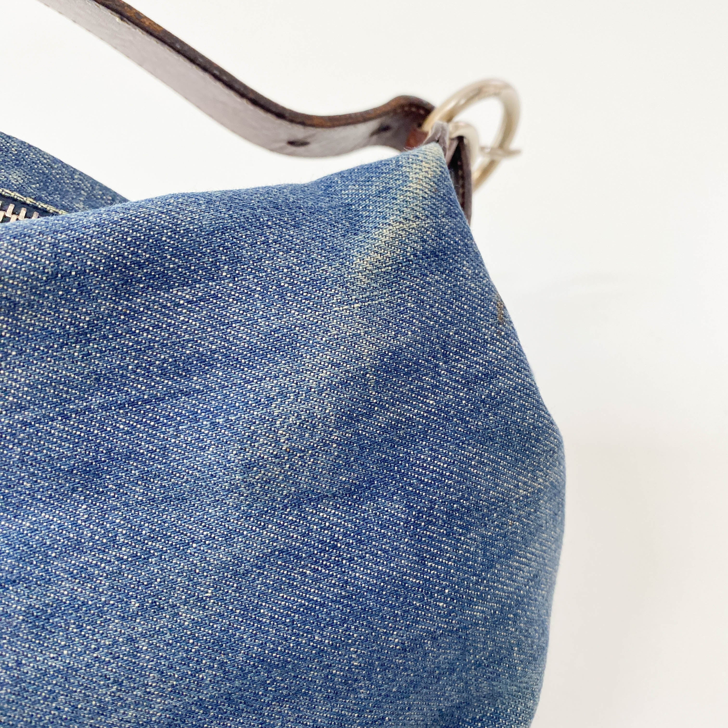 Denim/Leather Pouch Handbag