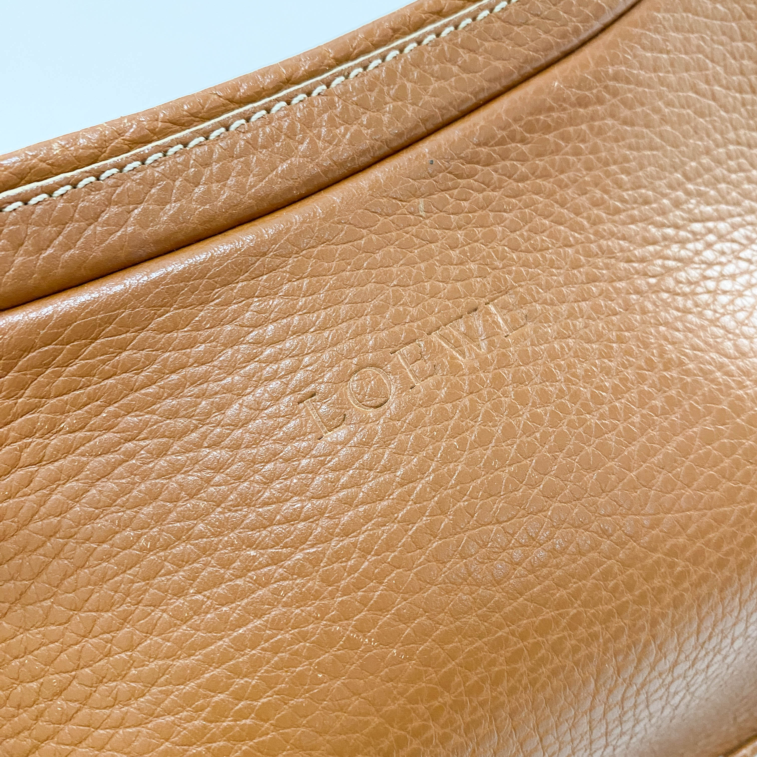 Brown Grain Calfskin Shoulder Bag