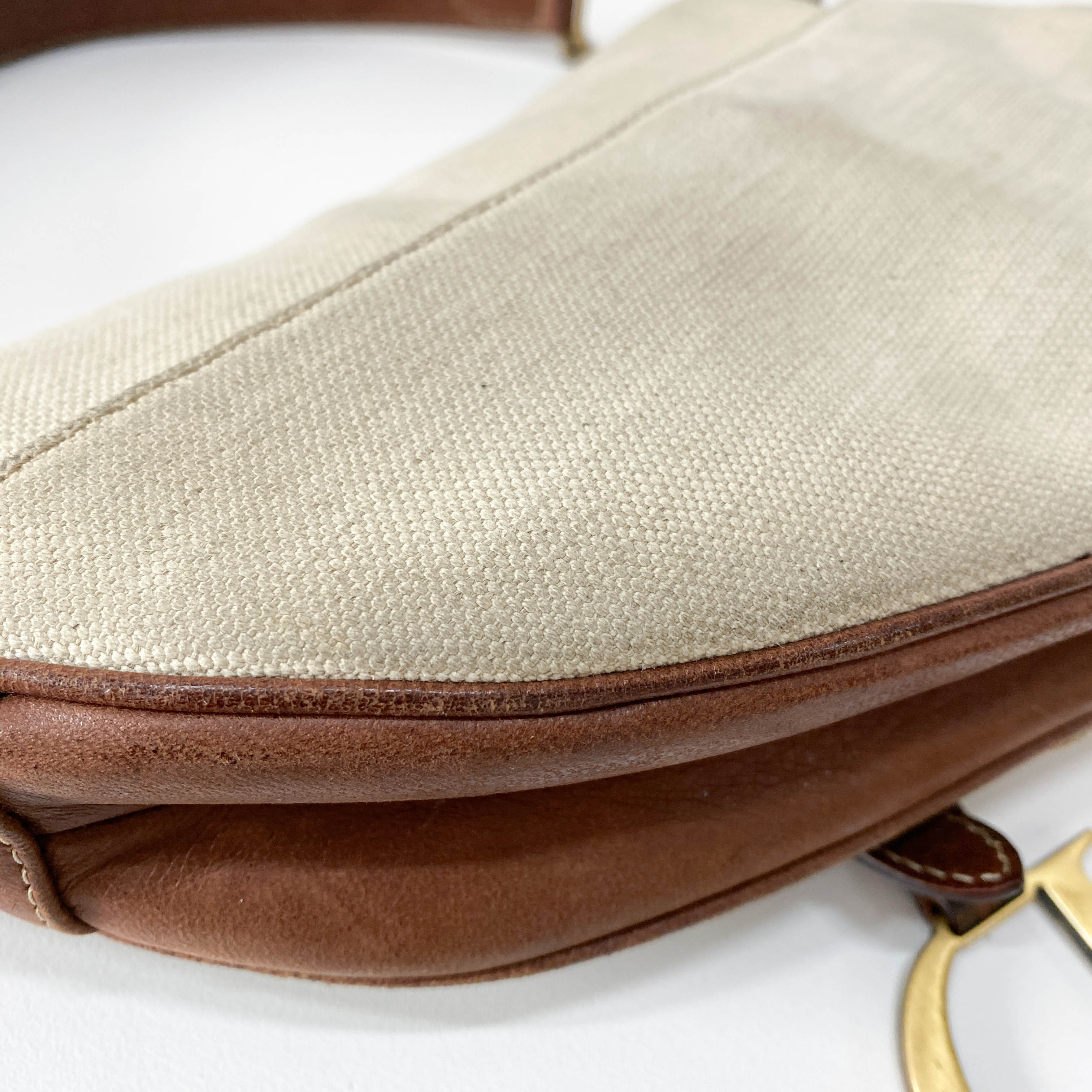 Saddle Bag Brown Leather and Canvas