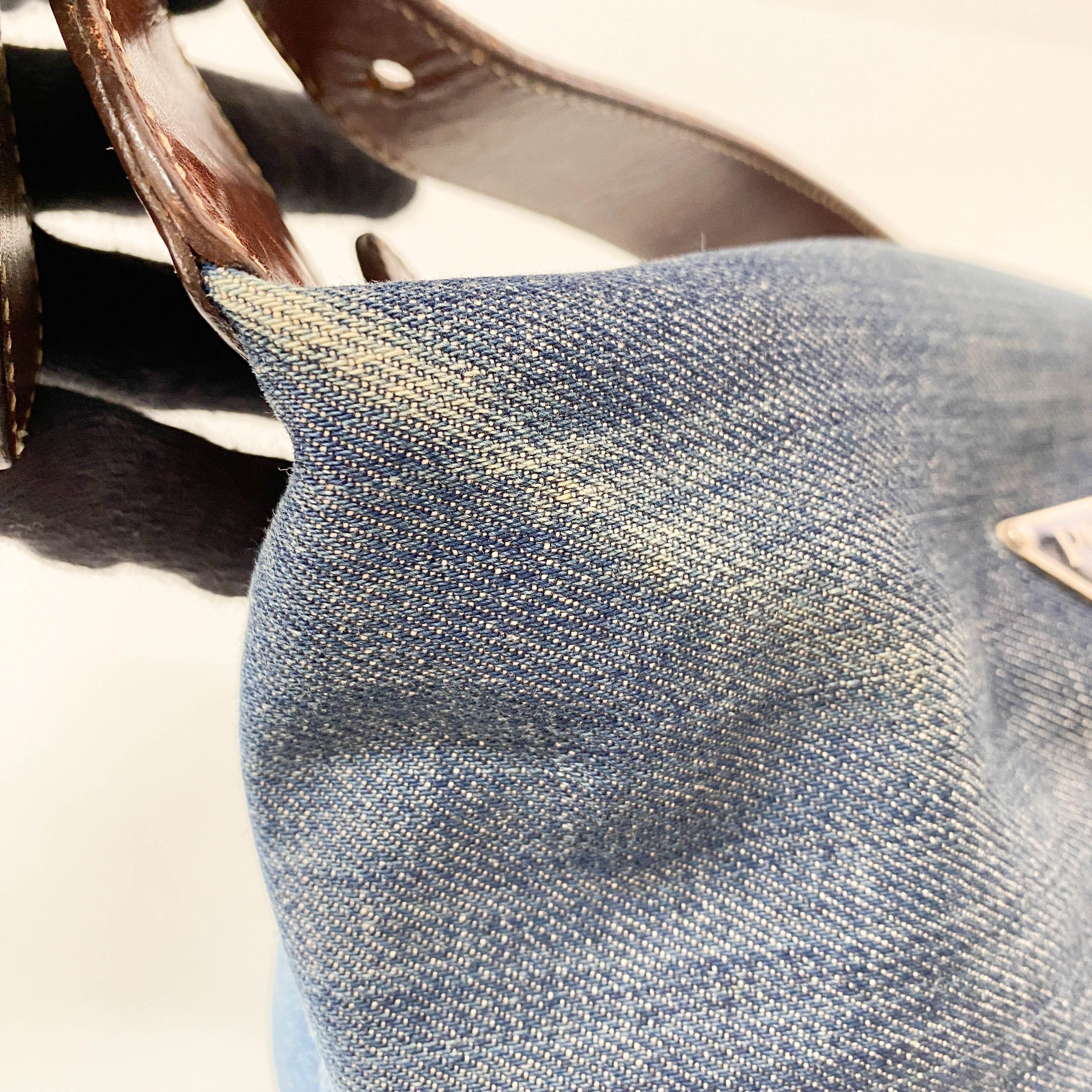 Denim/Leather Pouch Handbag