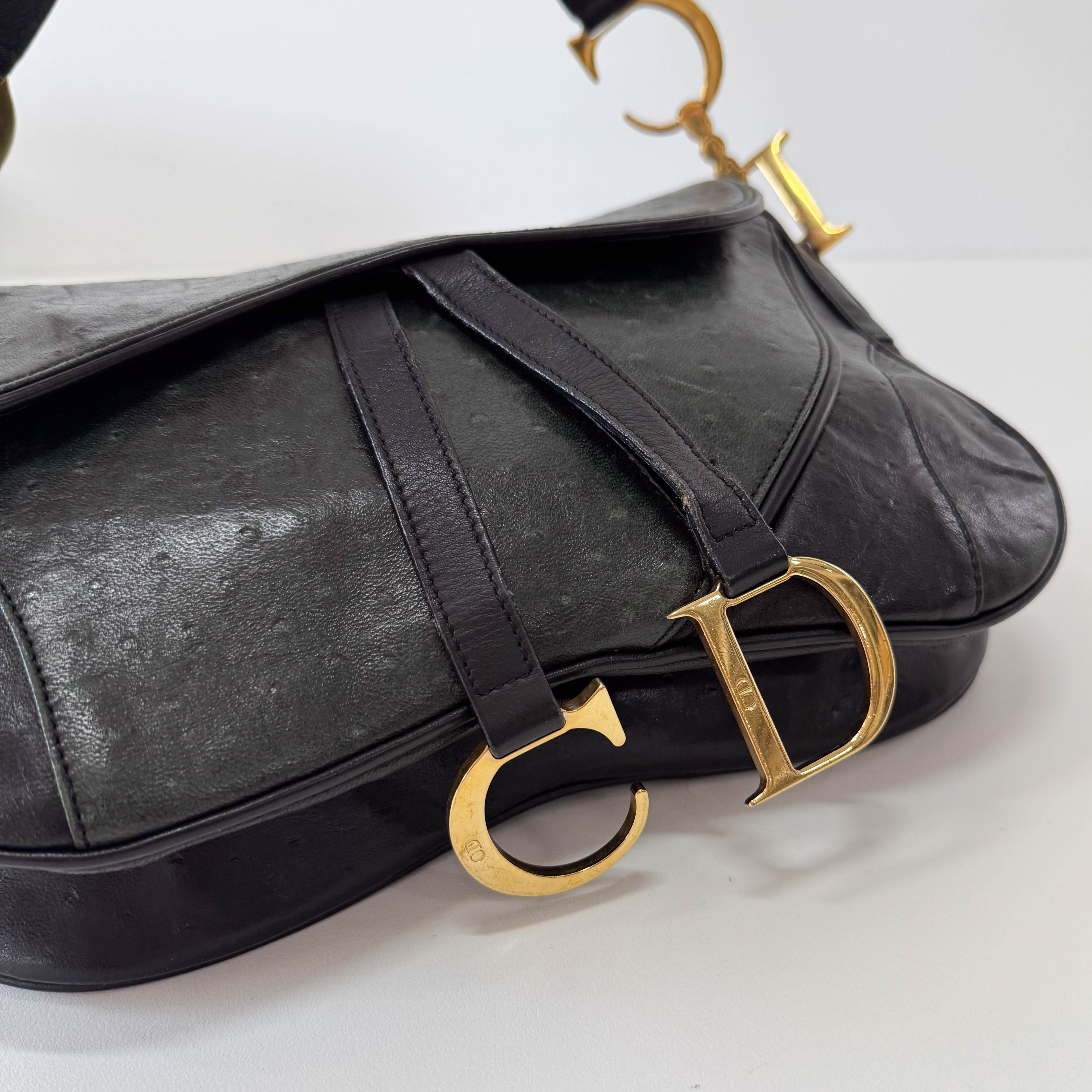 Green Leather Double Saddle Bag