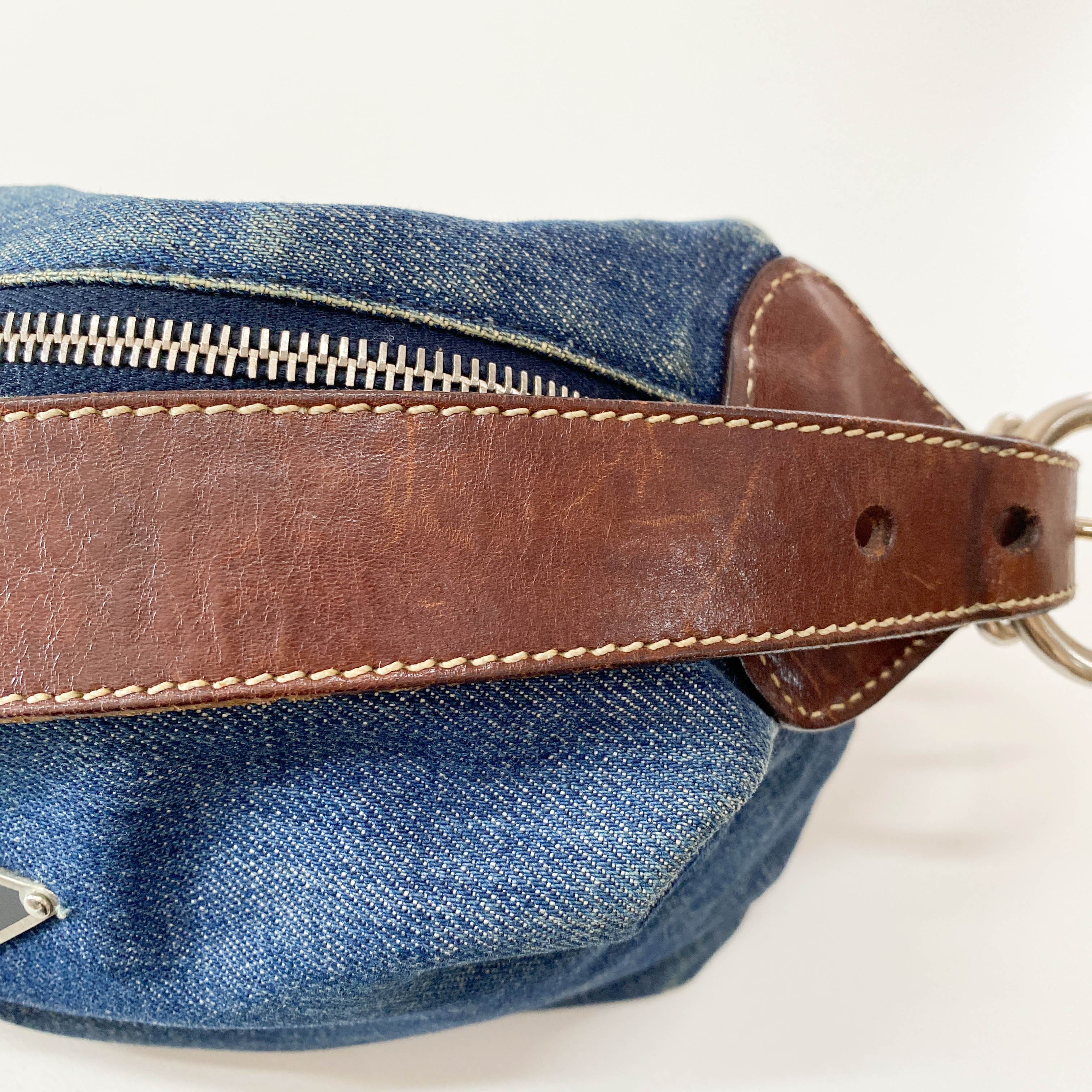 Denim/Leather Pouch Handbag