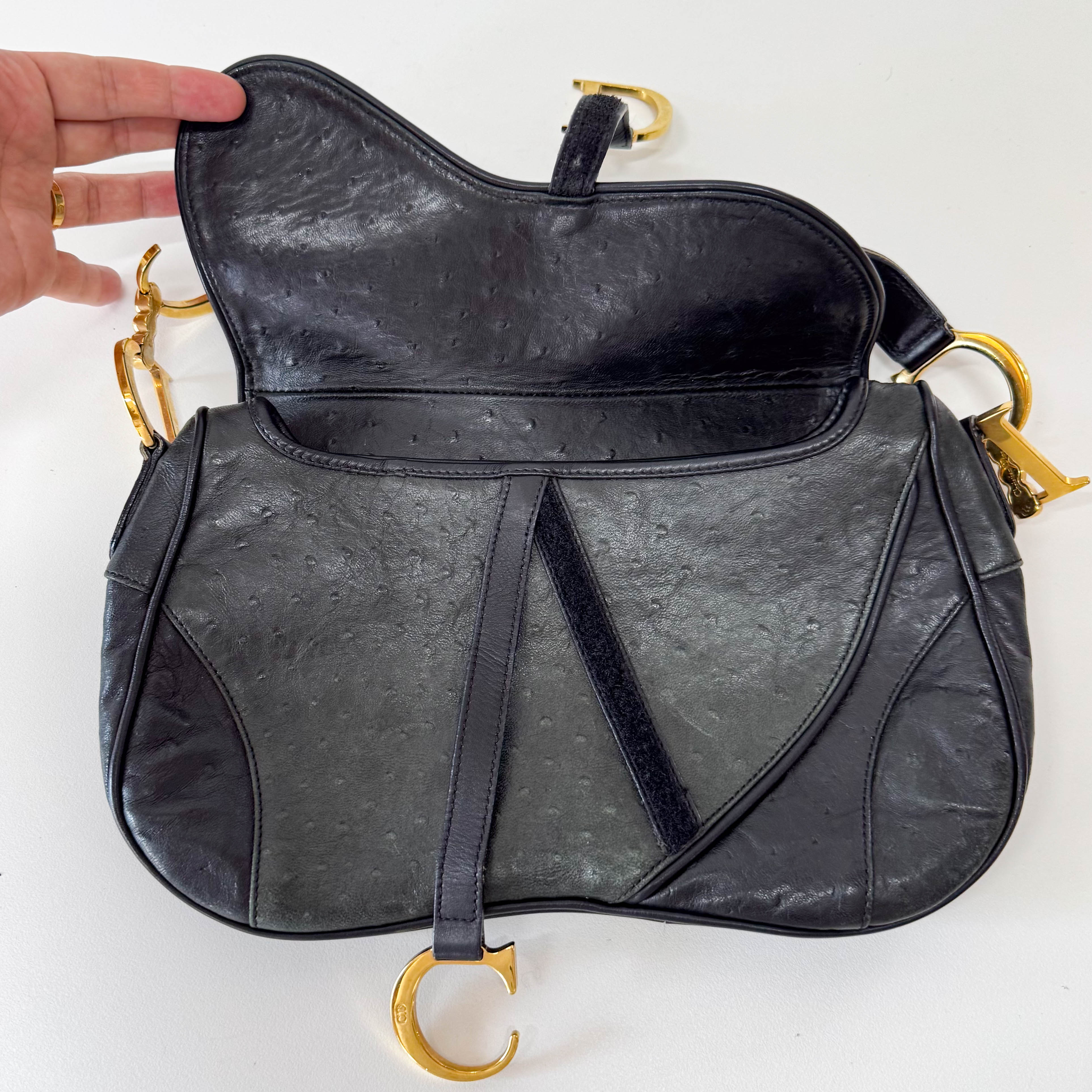 Green Leather Double Saddle Bag