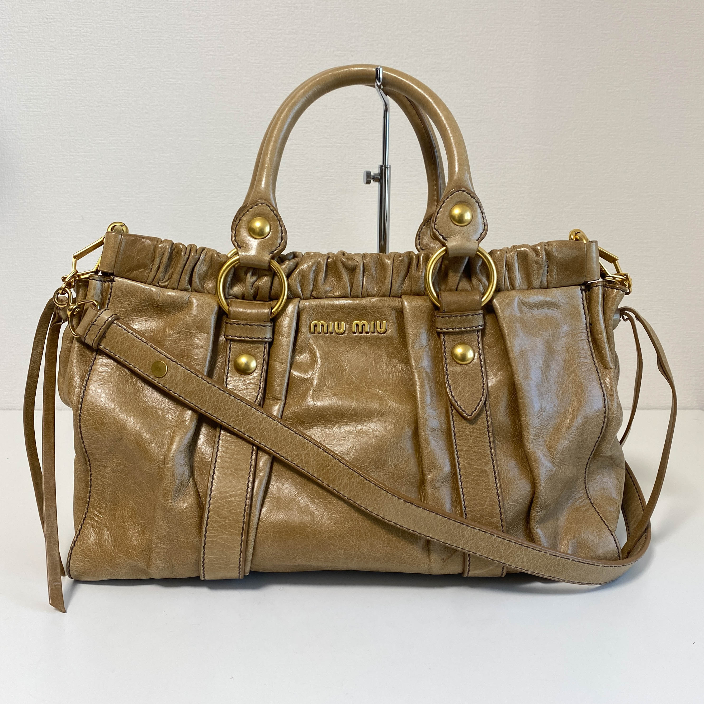 Vitello Bauletto Brown Leather Shoulder Bag
