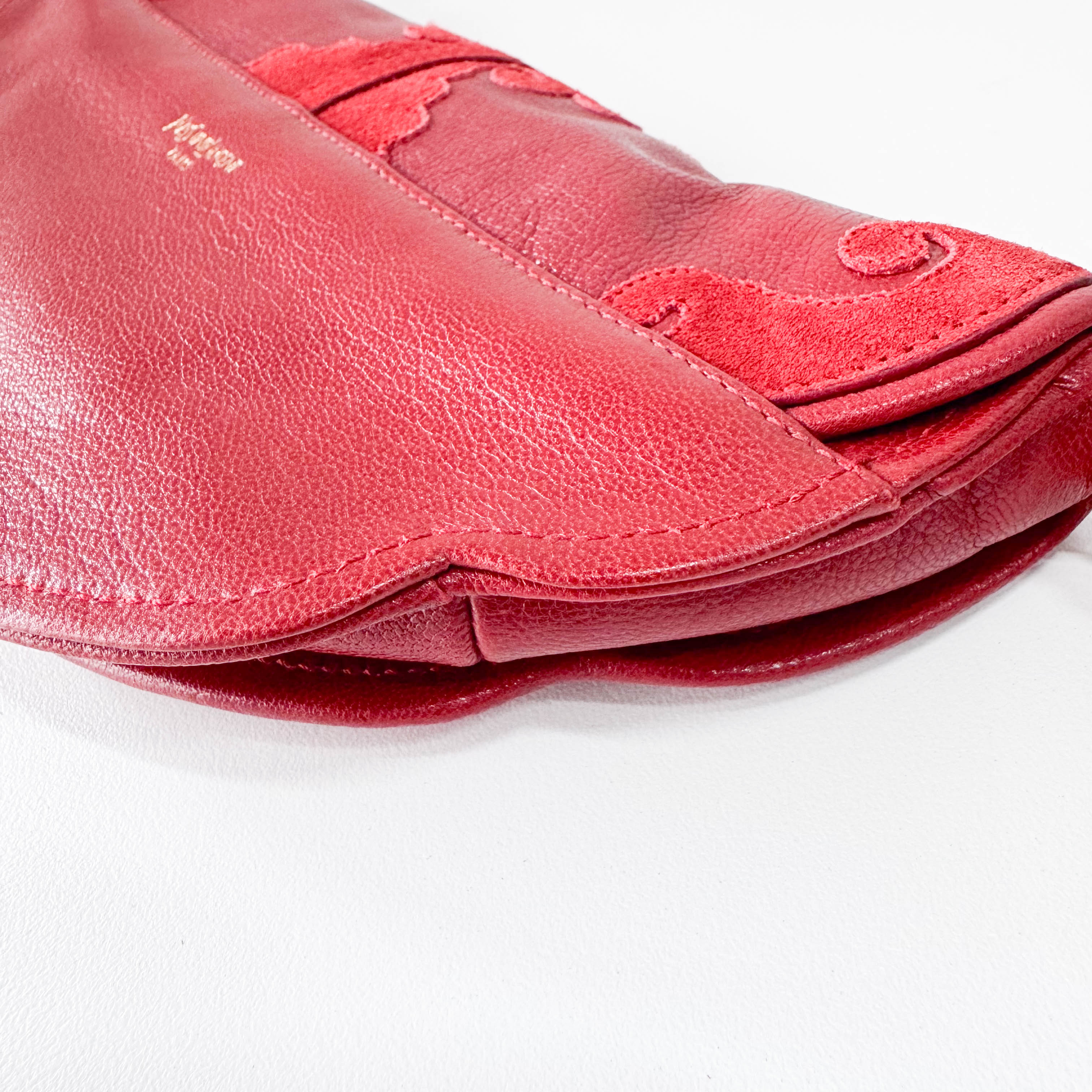 Red Leather/Suede Tassel Shoulder Bag