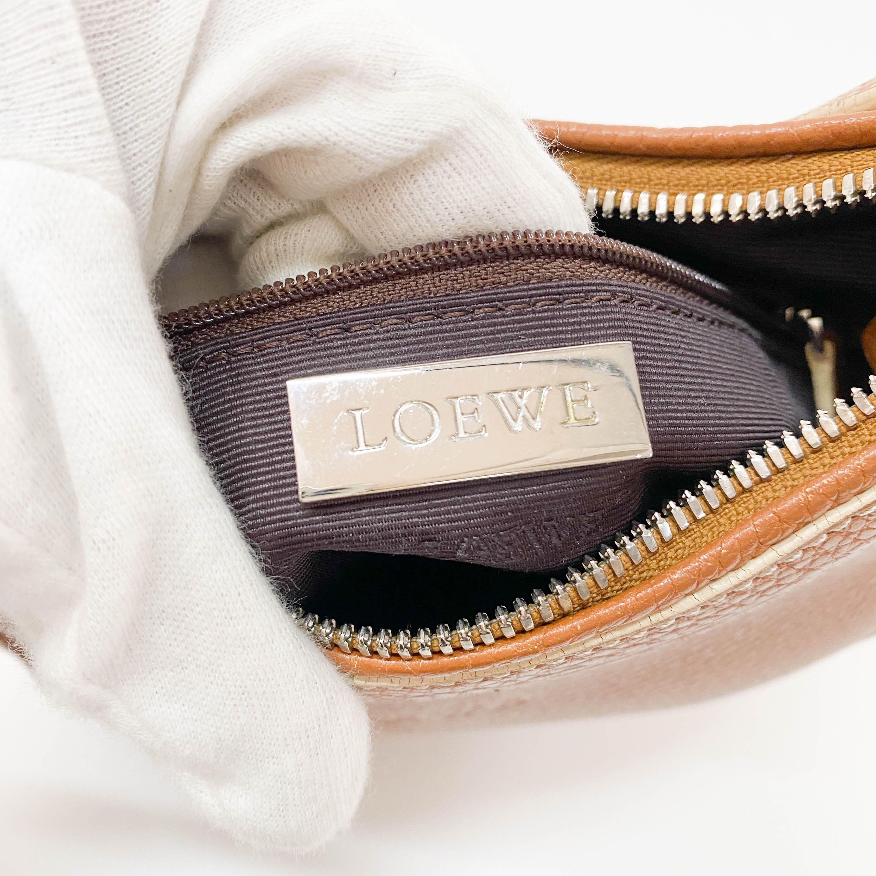 Brown Grain Calfskin Shoulder Bag