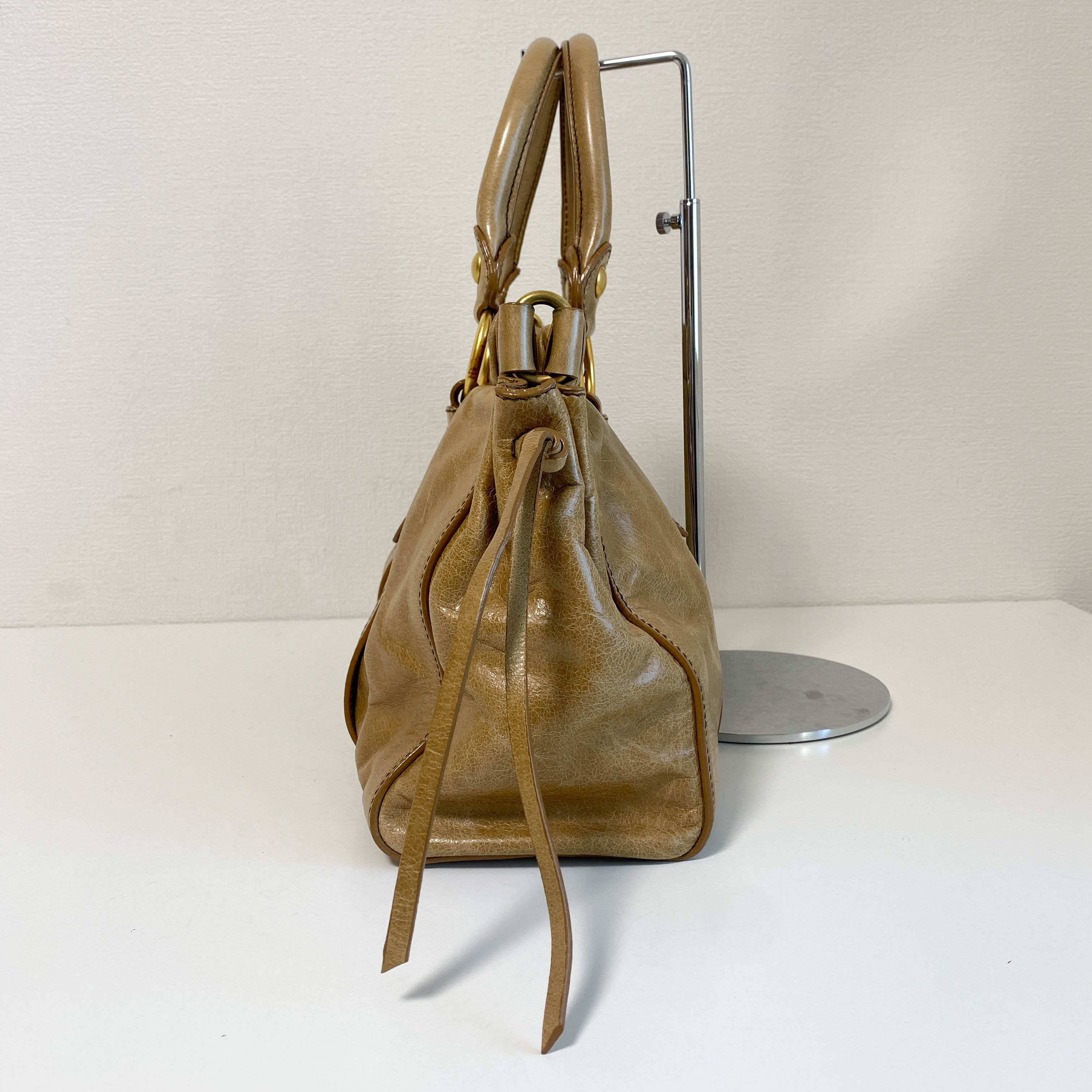 Vitello Bauletto Brown Leather Shoulder Bag