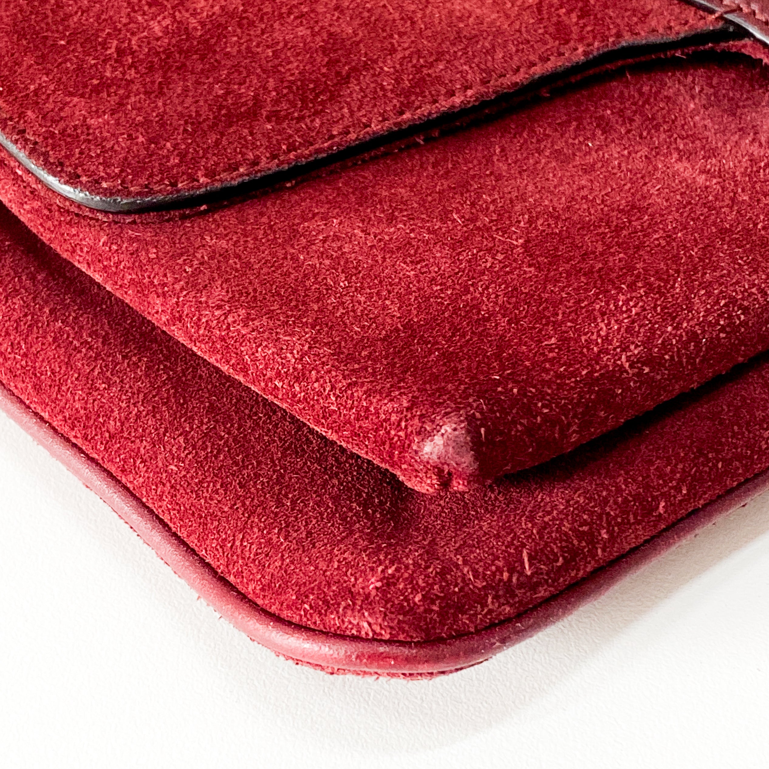 GG Buckle Red Suede Bag