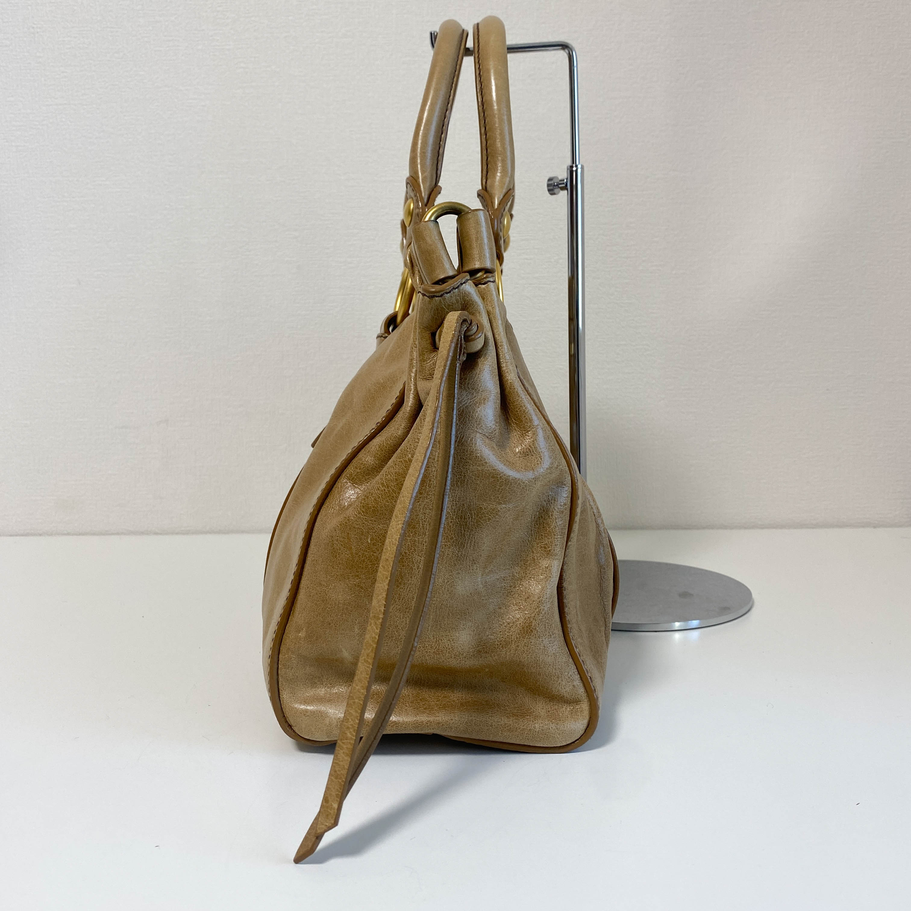 Vitello Bauletto Brown Leather Shoulder Bag