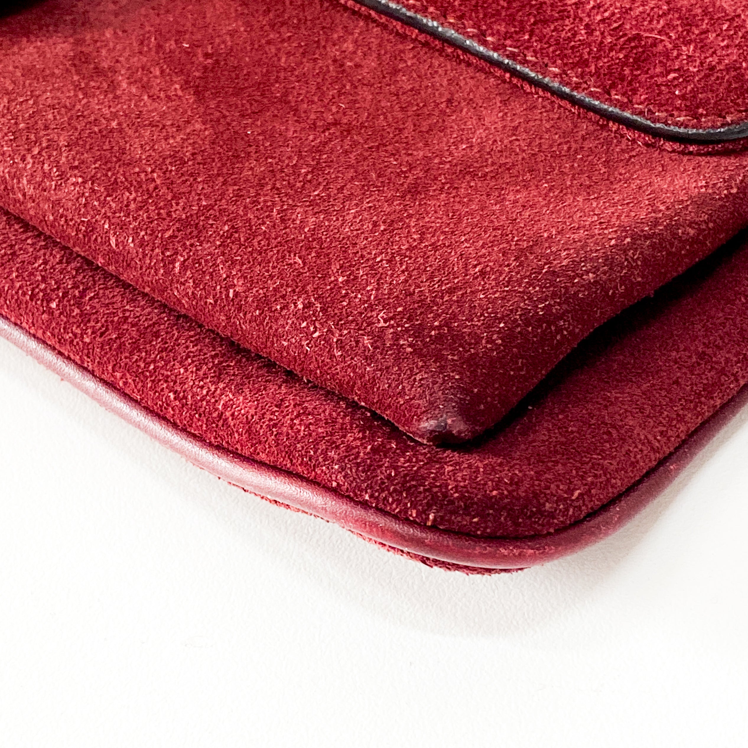 GG Buckle Red Suede Bag