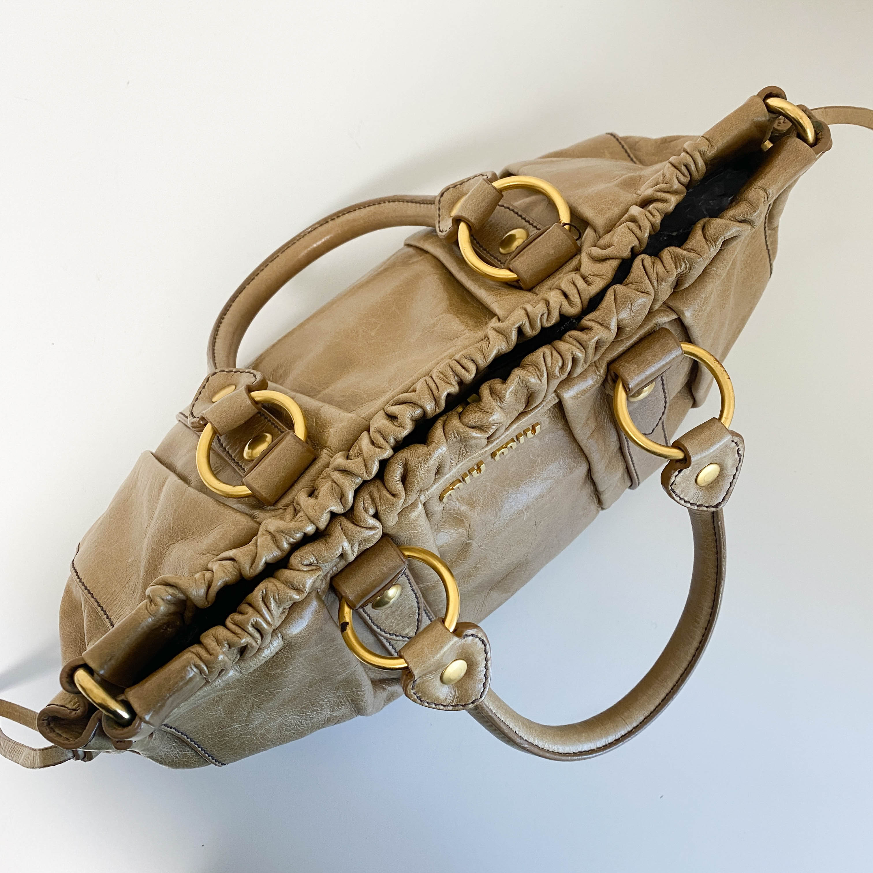 Vitello Bauletto Brown Leather Shoulder Bag