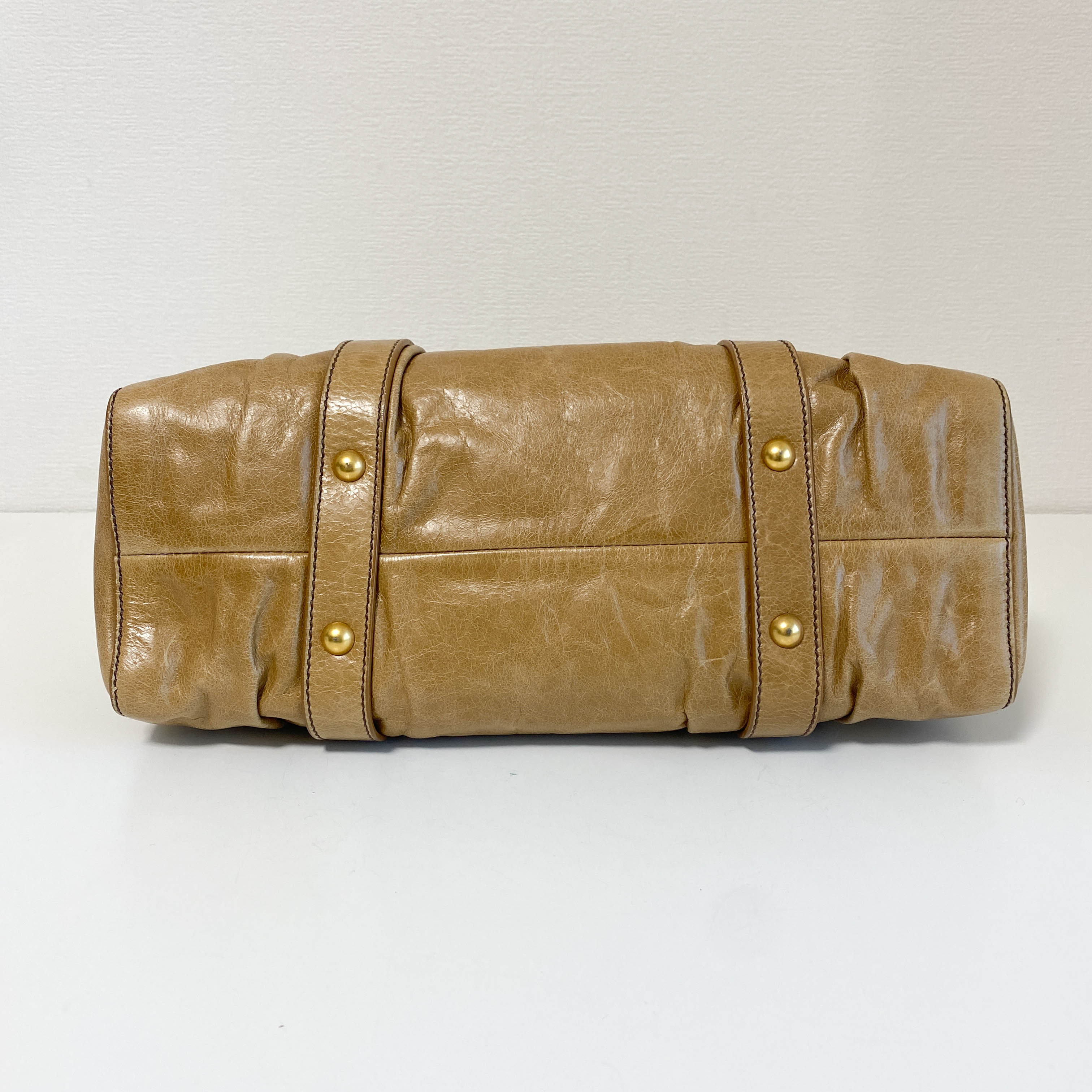 Vitello Bauletto Brown Leather Shoulder Bag