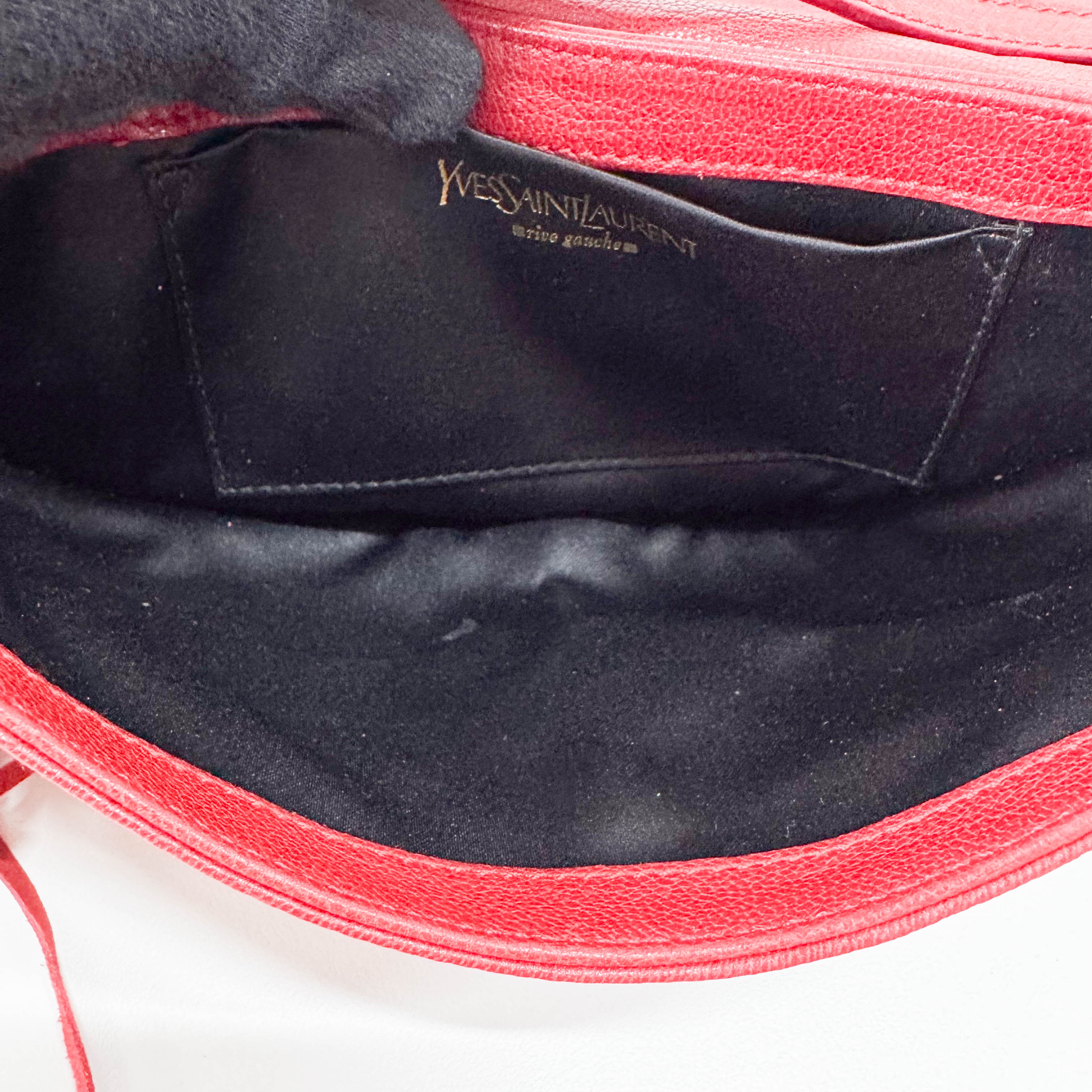 Red Leather/Suede Tassel Shoulder Bag