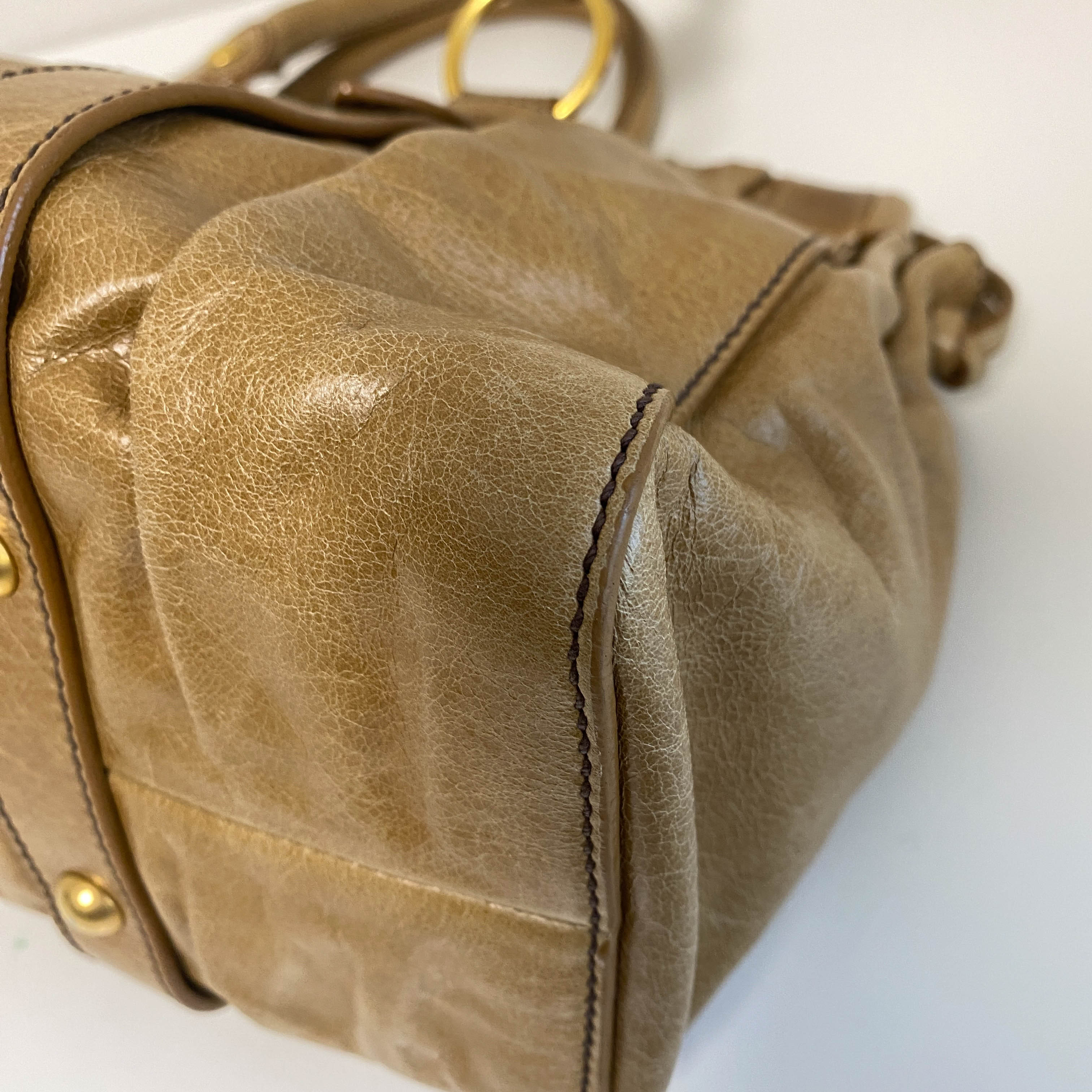 Vitello Bauletto Brown Leather Shoulder Bag