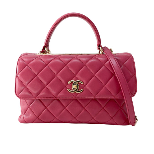 Trendy CC Lambskin Pink Handle Bag