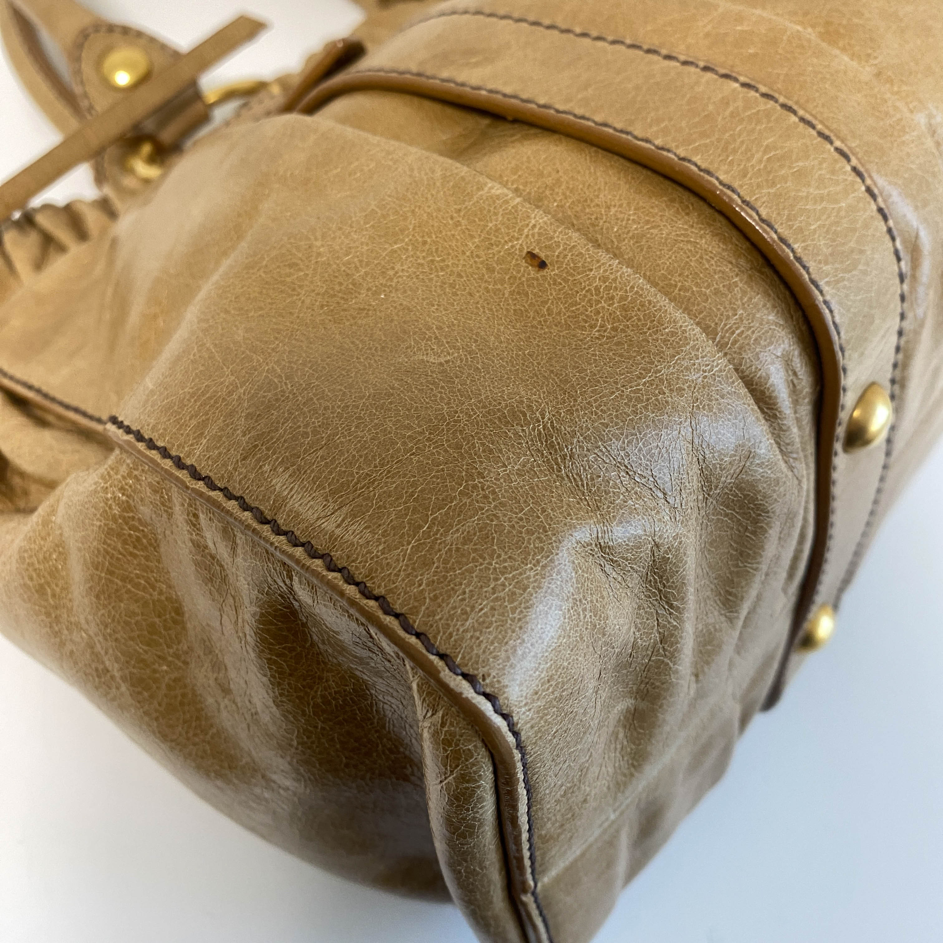 Vitello Bauletto Brown Leather Shoulder Bag