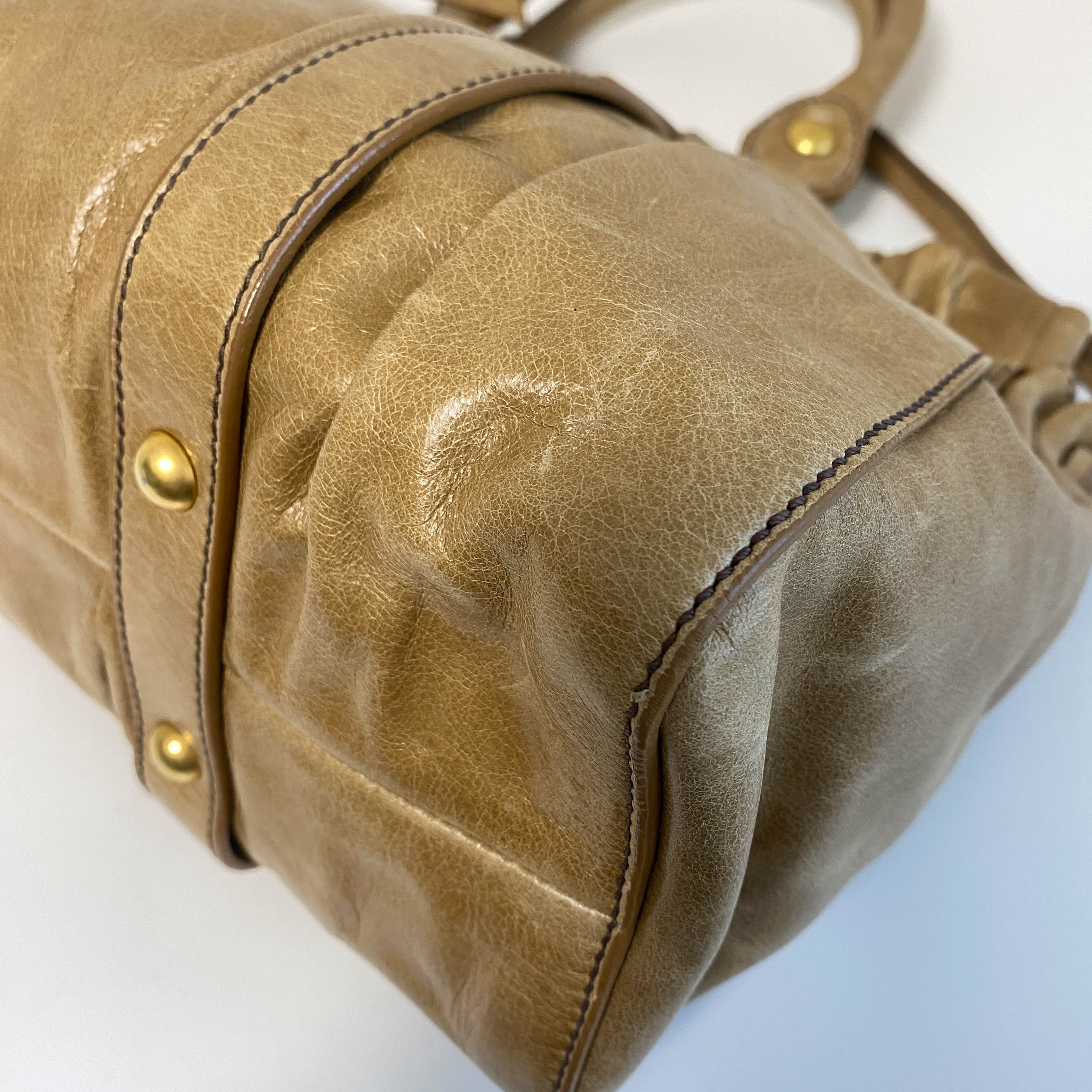 Vitello Bauletto Brown Leather Shoulder Bag