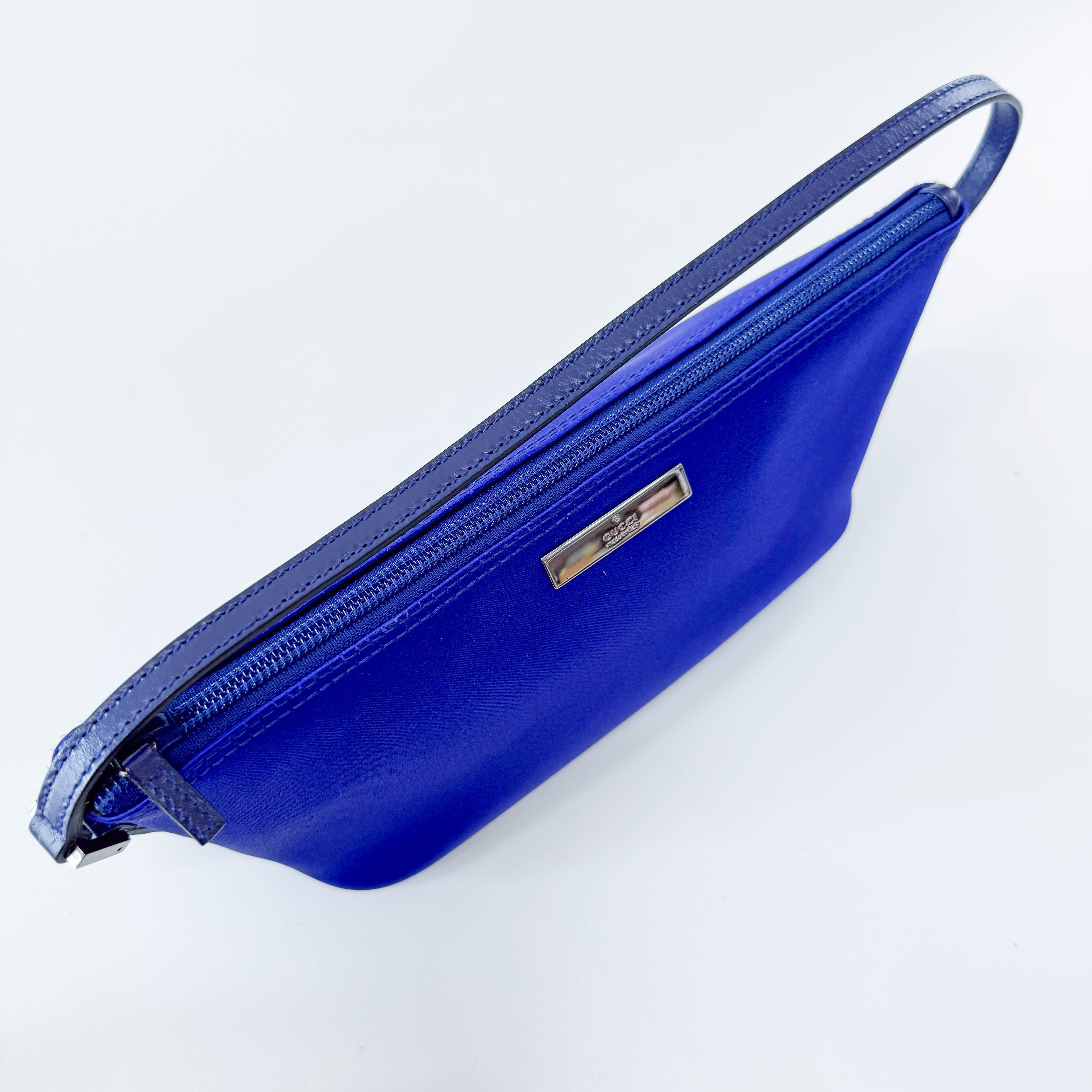 Blue Satin Shoulder Pochette Shoulder Bag
