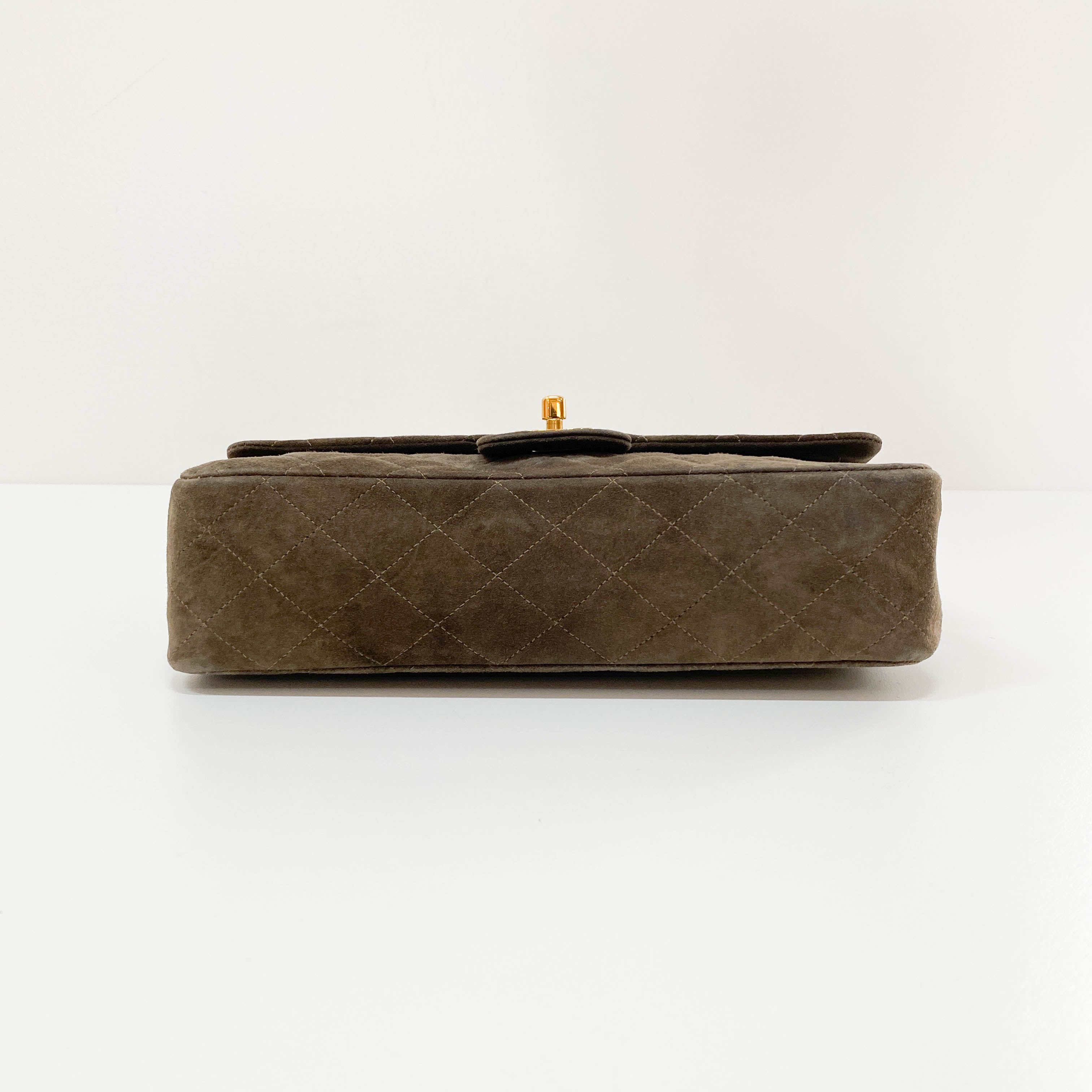 Timeless Classic Double Flap Brown Suede Chain Shoulder Bag