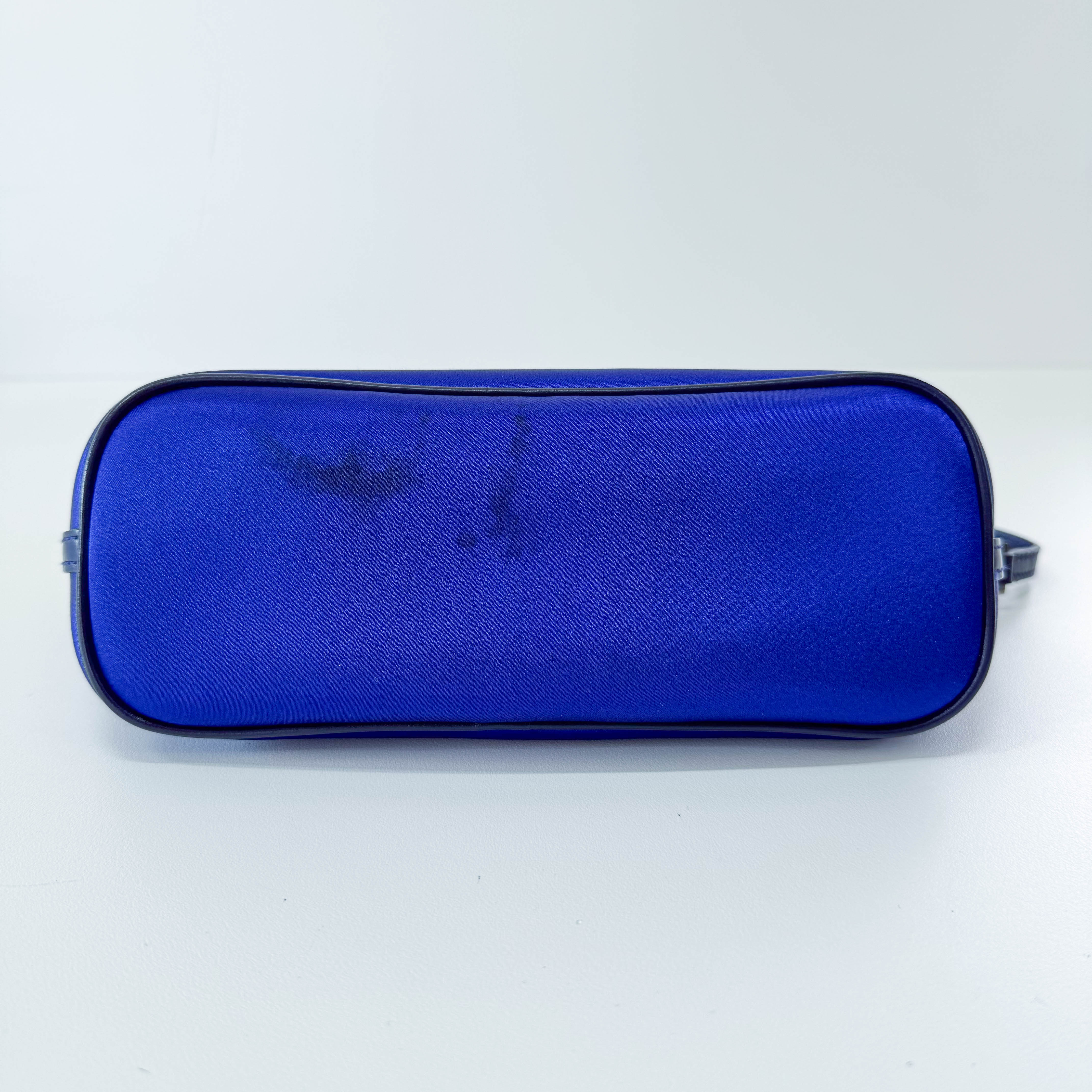 Blue Satin Shoulder Pochette Shoulder Bag