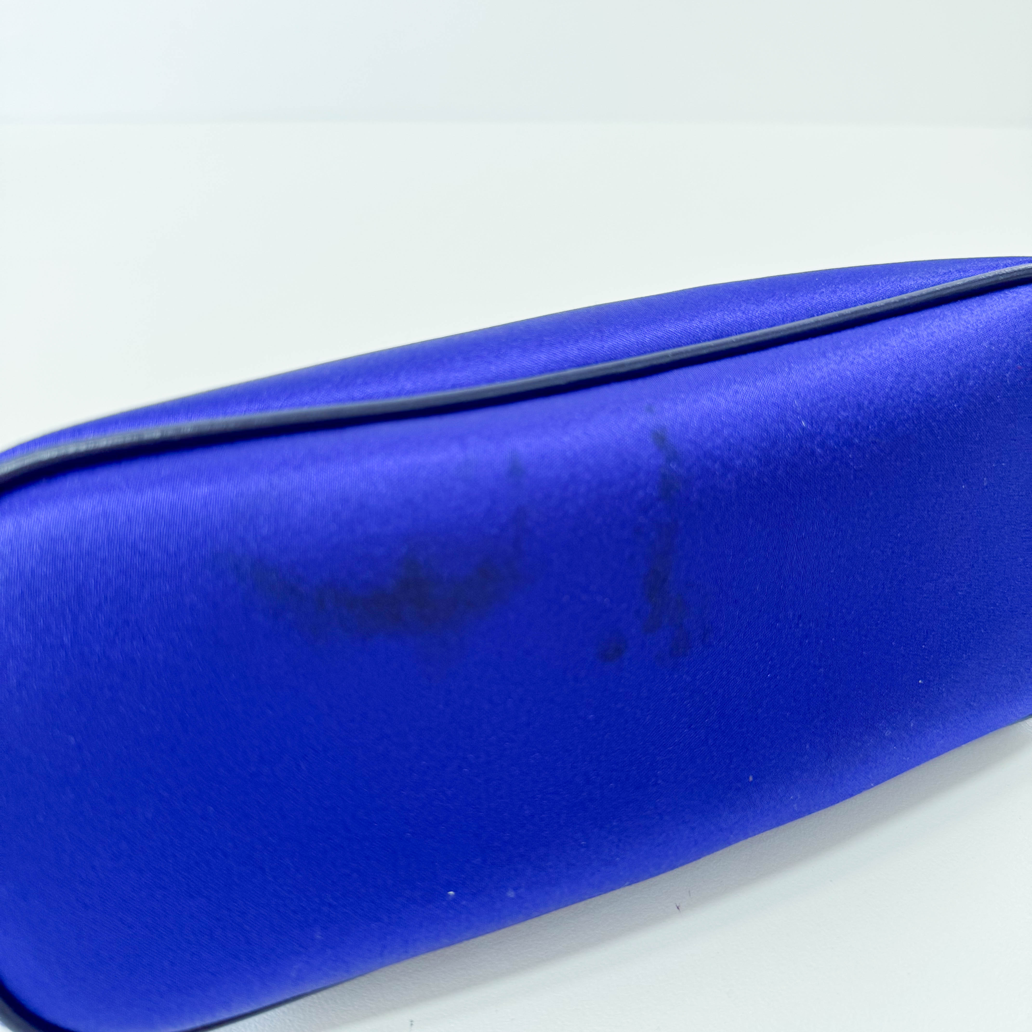 Blue Satin Shoulder Pochette Shoulder Bag