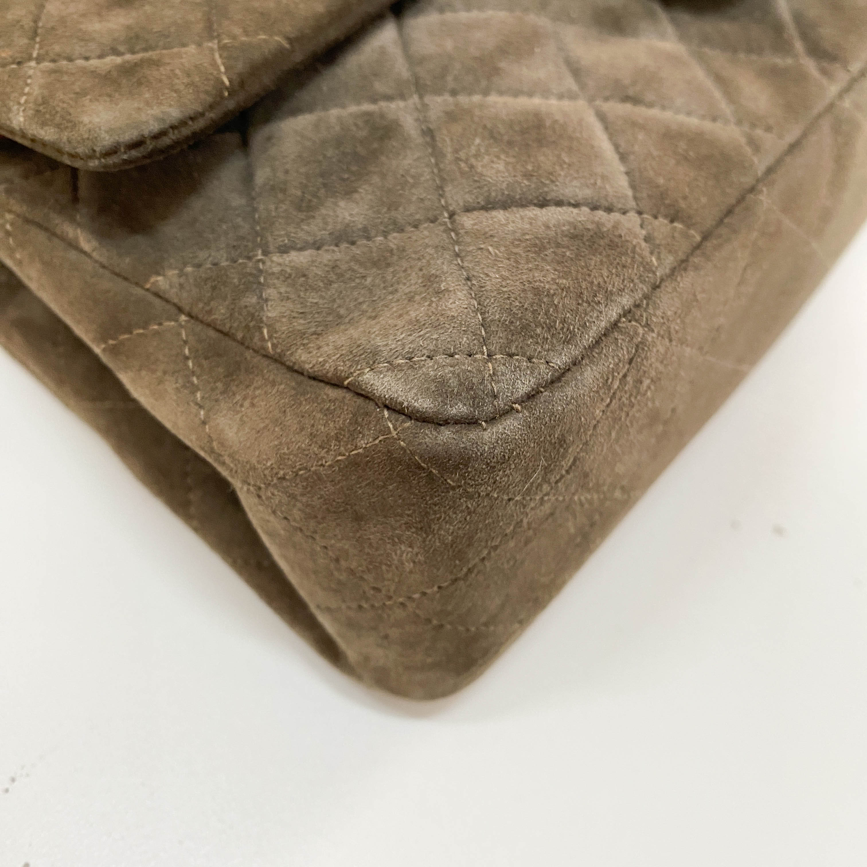 Timeless Classic Double Flap Brown Suede Chain Shoulder Bag