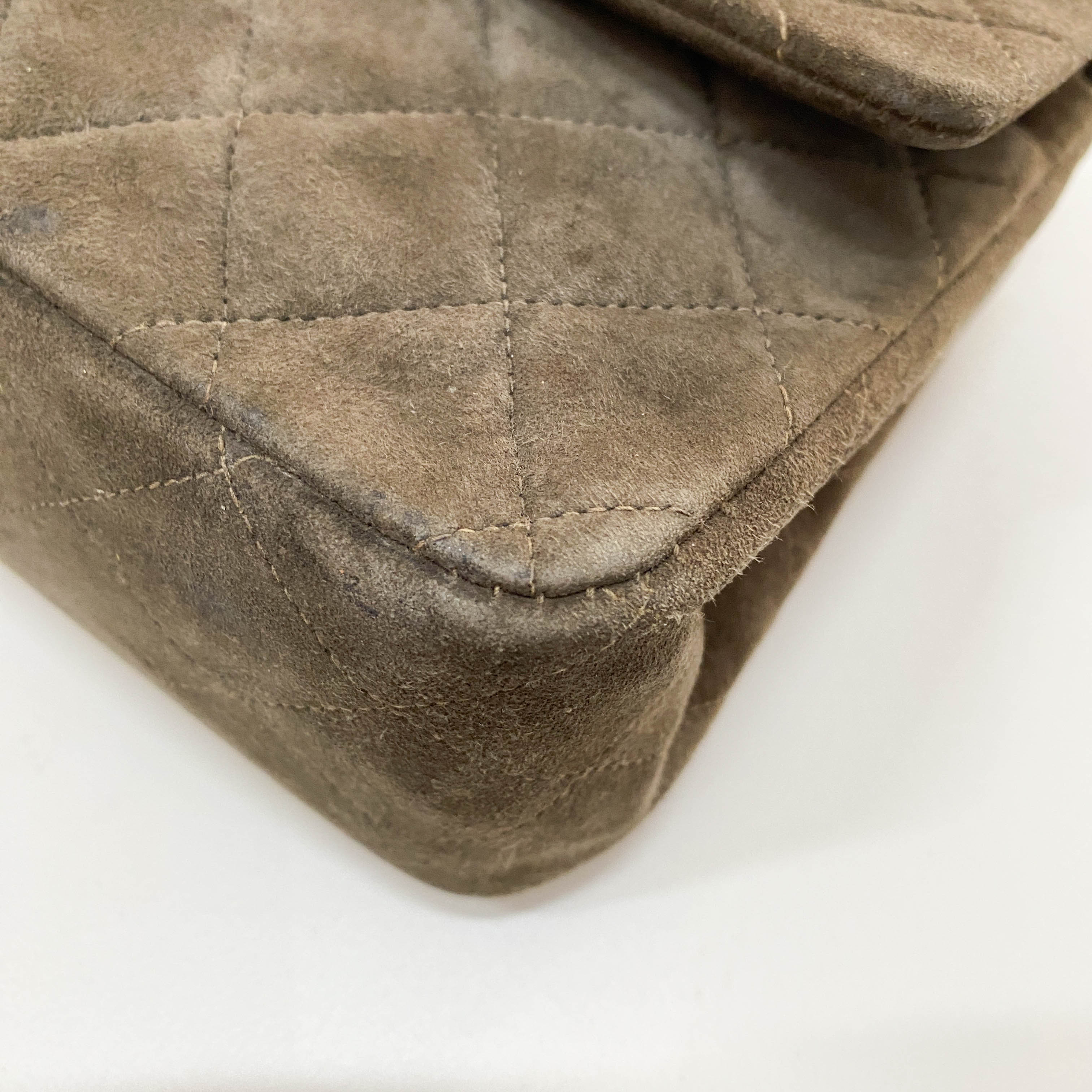 Timeless Classic Double Flap Brown Suede Chain Shoulder Bag