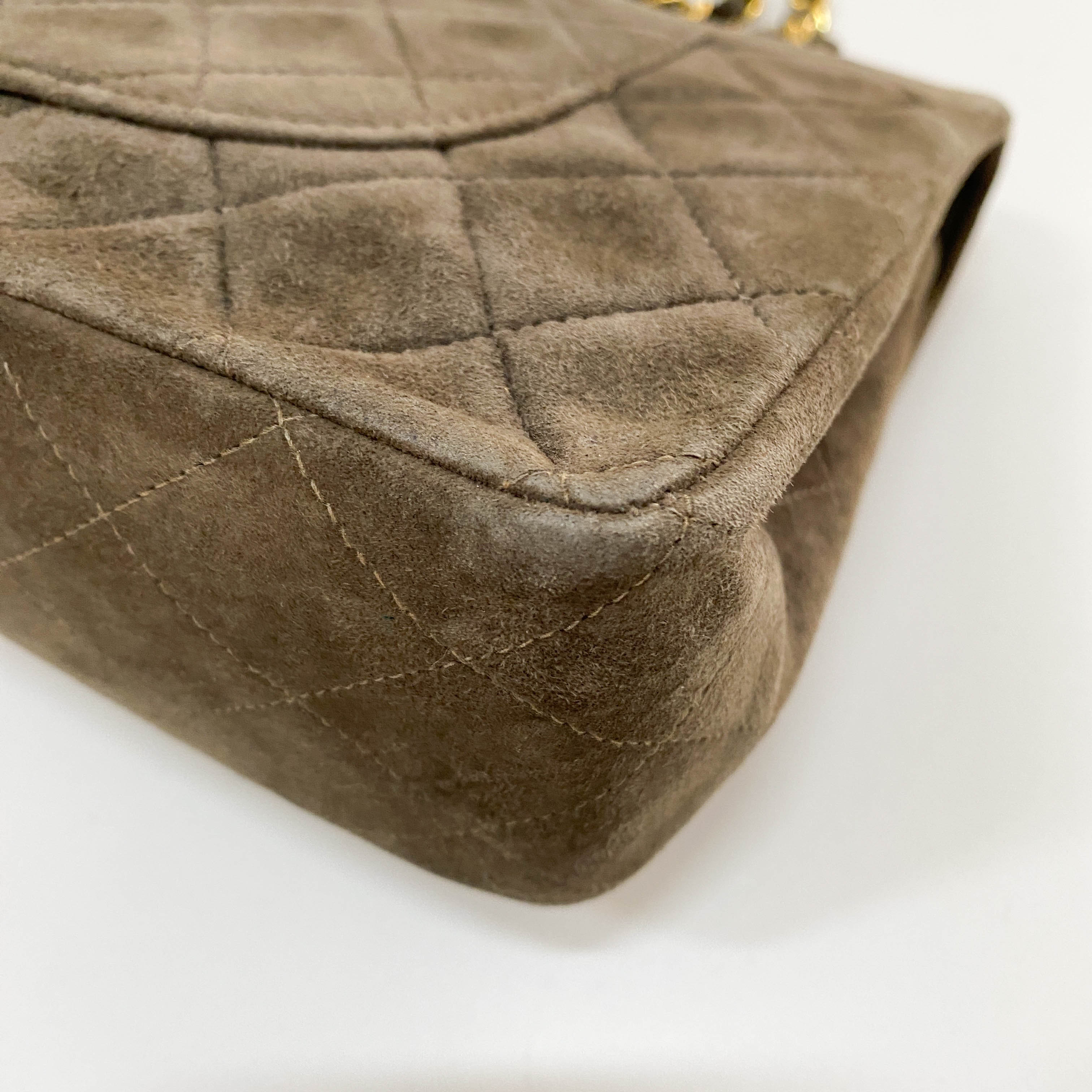 Timeless Classic Double Flap Brown Suede Chain Shoulder Bag