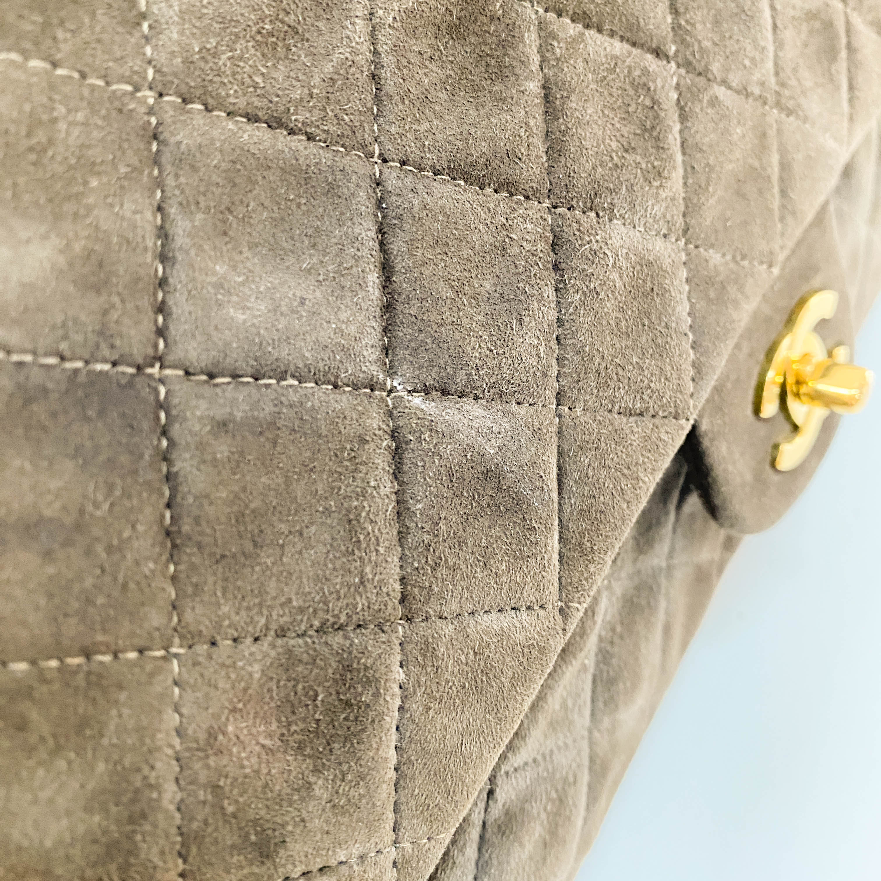 Timeless Classic Double Flap Brown Suede Chain Shoulder Bag