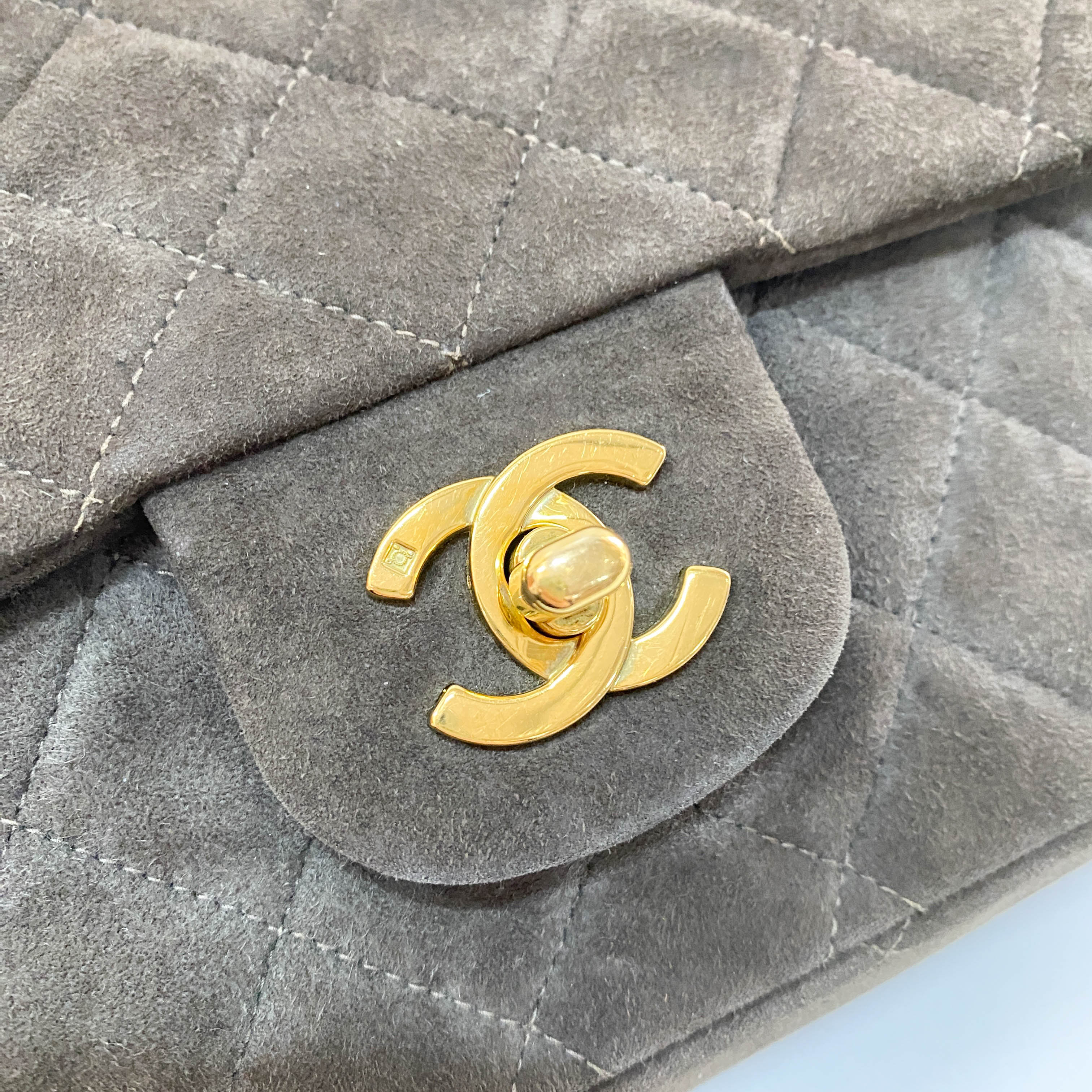 Timeless Classic Double Flap Brown Suede Chain Shoulder Bag