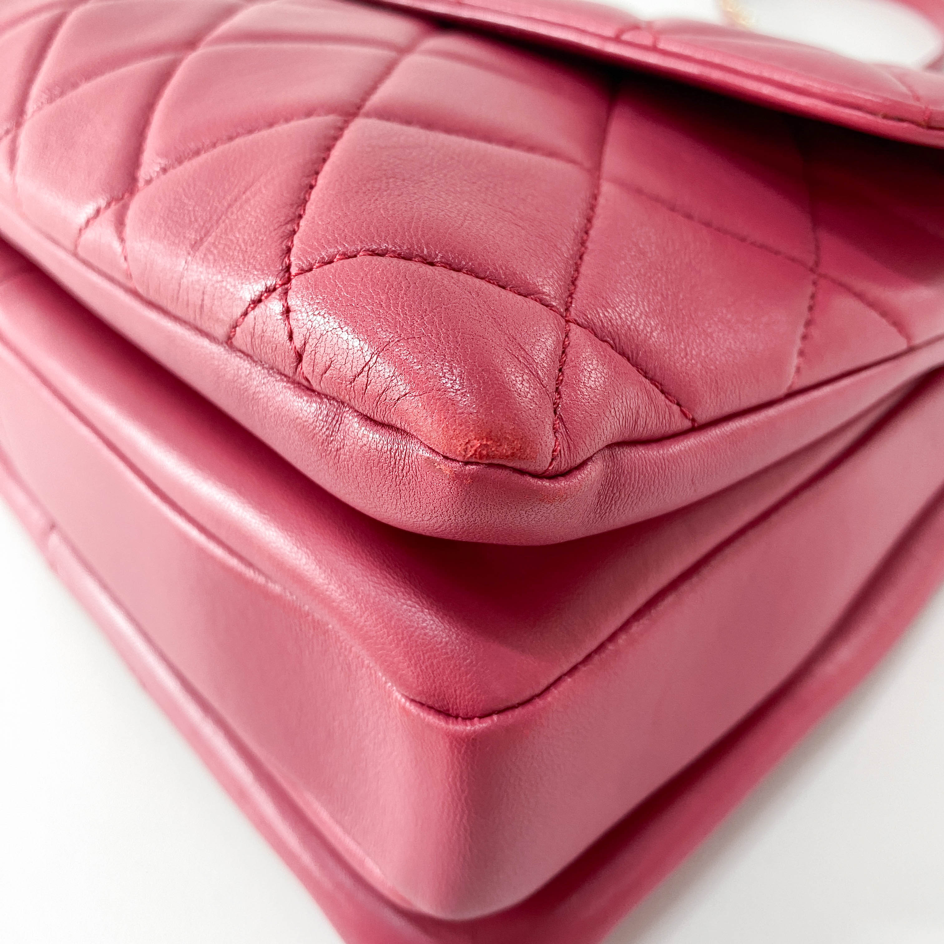 Trendy CC Lambskin Pink Handle Bag