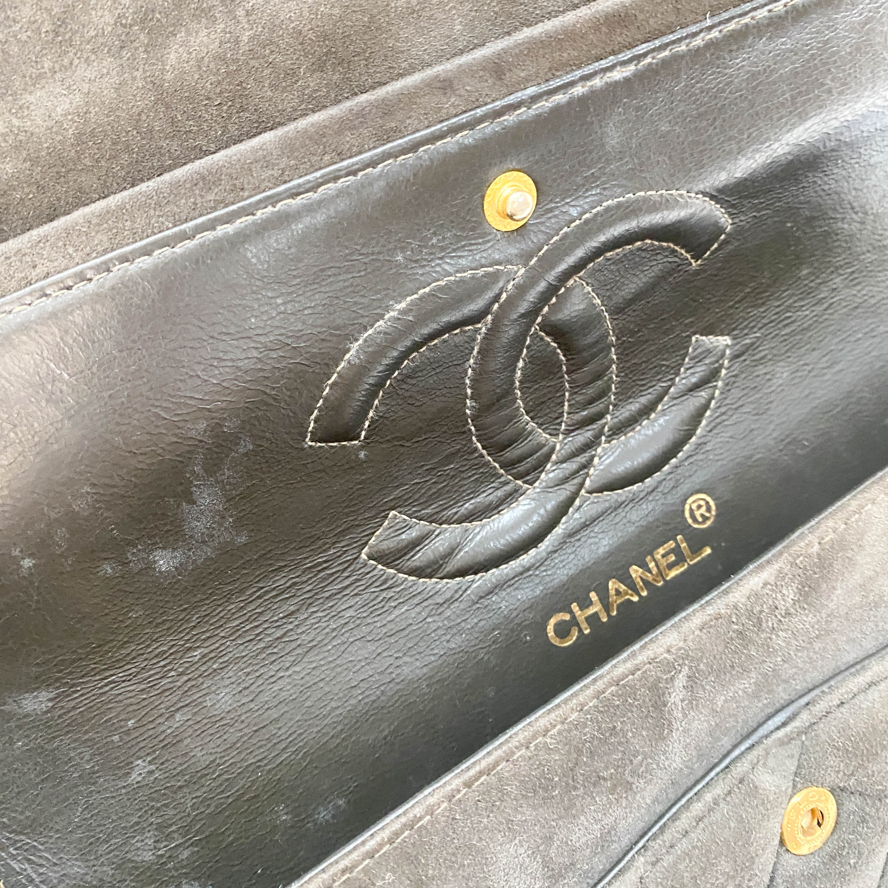 Timeless Classic Double Flap Brown Suede Chain Shoulder Bag