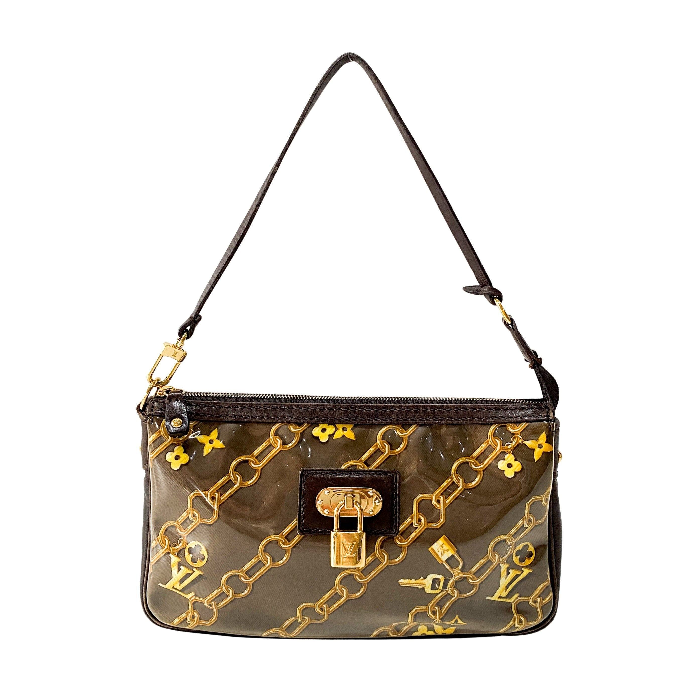 Brown PVC Pochette Accessory Bag